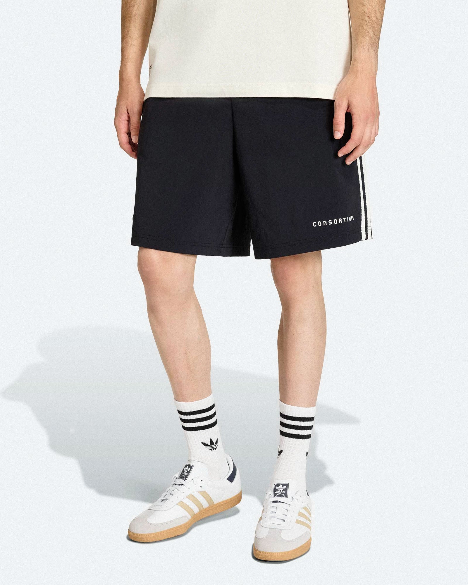 adidas Consortium Shorts Black Shorts JY8320 On Model Front View | Overkill