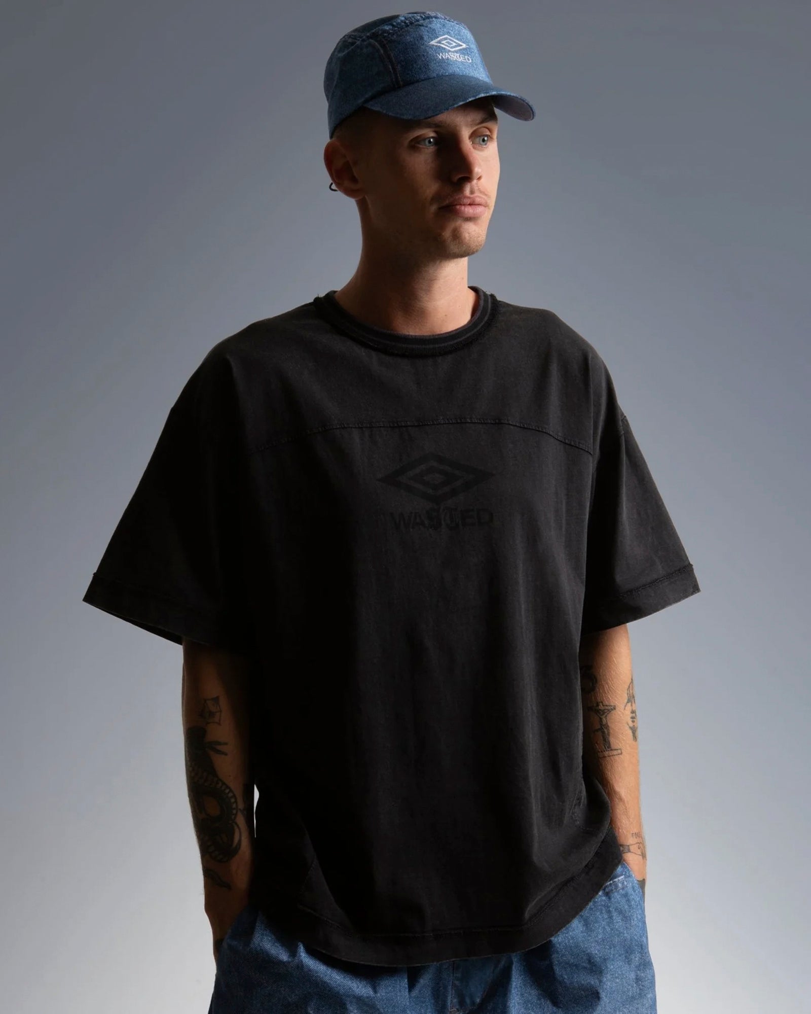 Wasted Paris Boxy T-Shirt Faded Black T-Shirts 177053 On Model Front View | Overkill