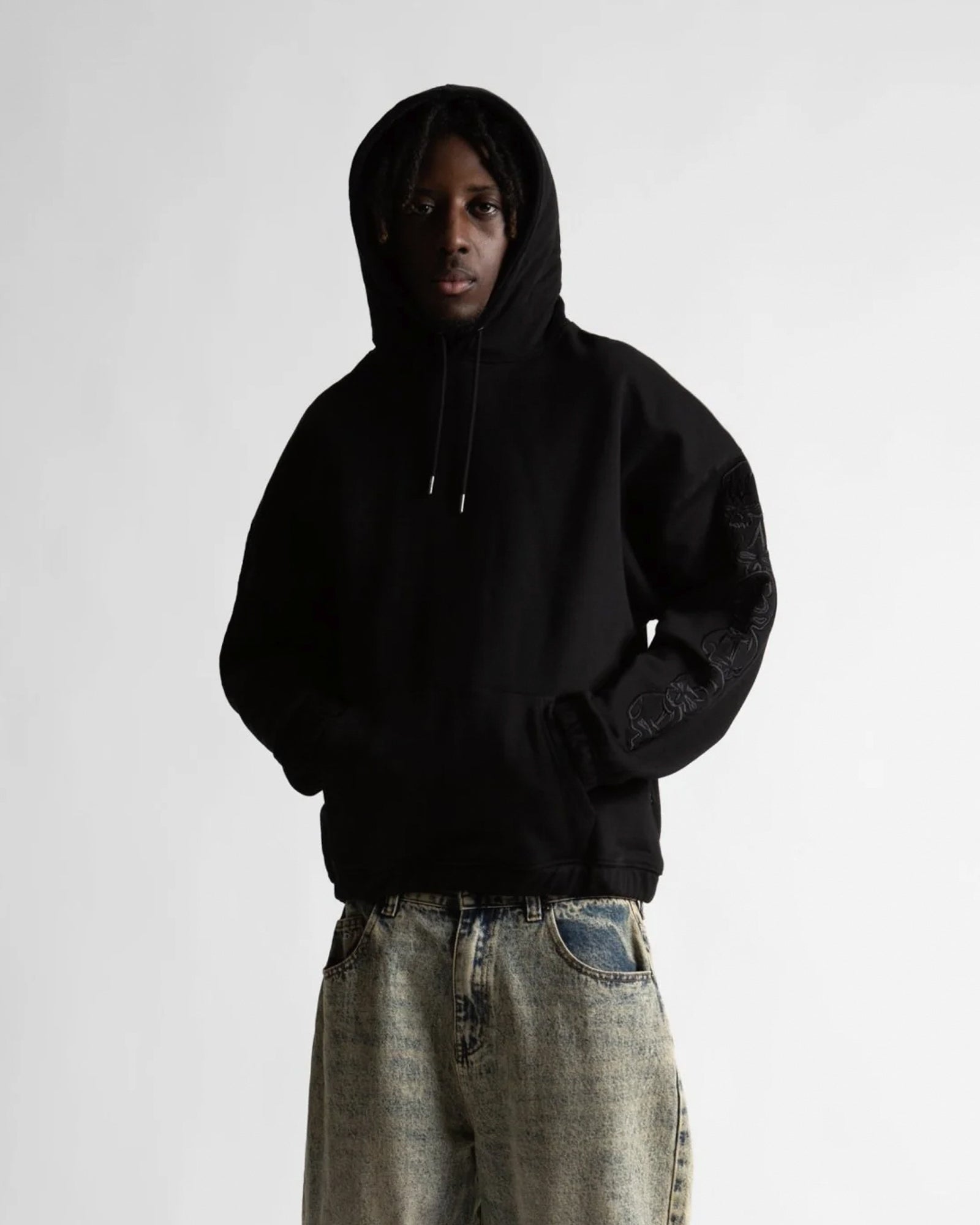 Wasted Paris Bury Boxy Hoodie Black Hoodies 175465 On Model Front View | Overkill