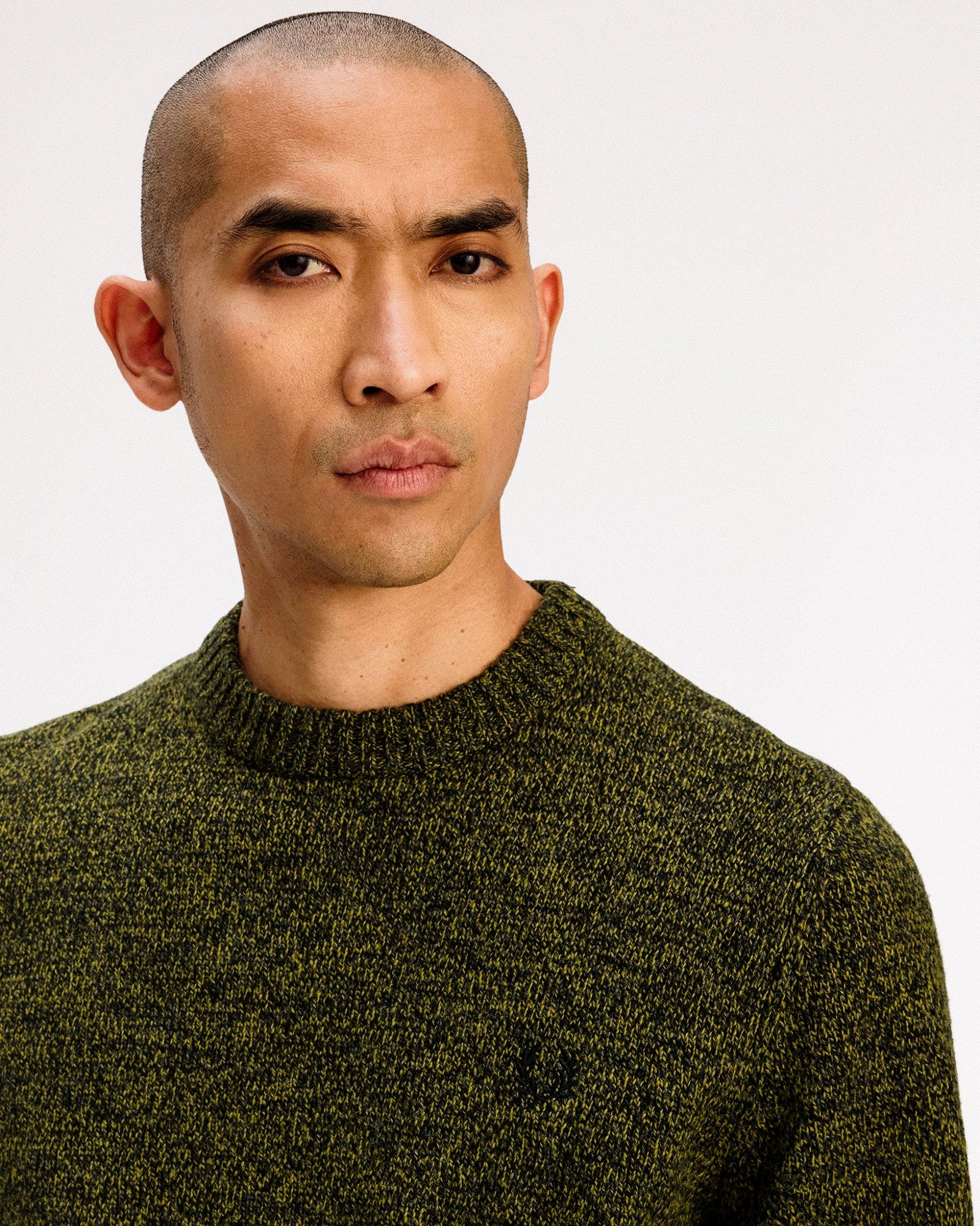 Fred Perry Twisted Marl Jumper Anchor Grey / Tennis Ball Yellow / Black Sweatshirts K1549-43A Style Inspiration | Overkill