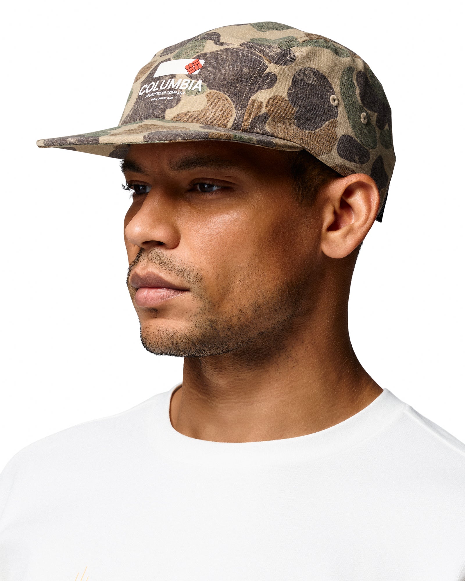 Columbia CSC1938™ V1 5 Panel Hat British Tan Duck Camo Caps 2176211265 On Model Front View | Overkill