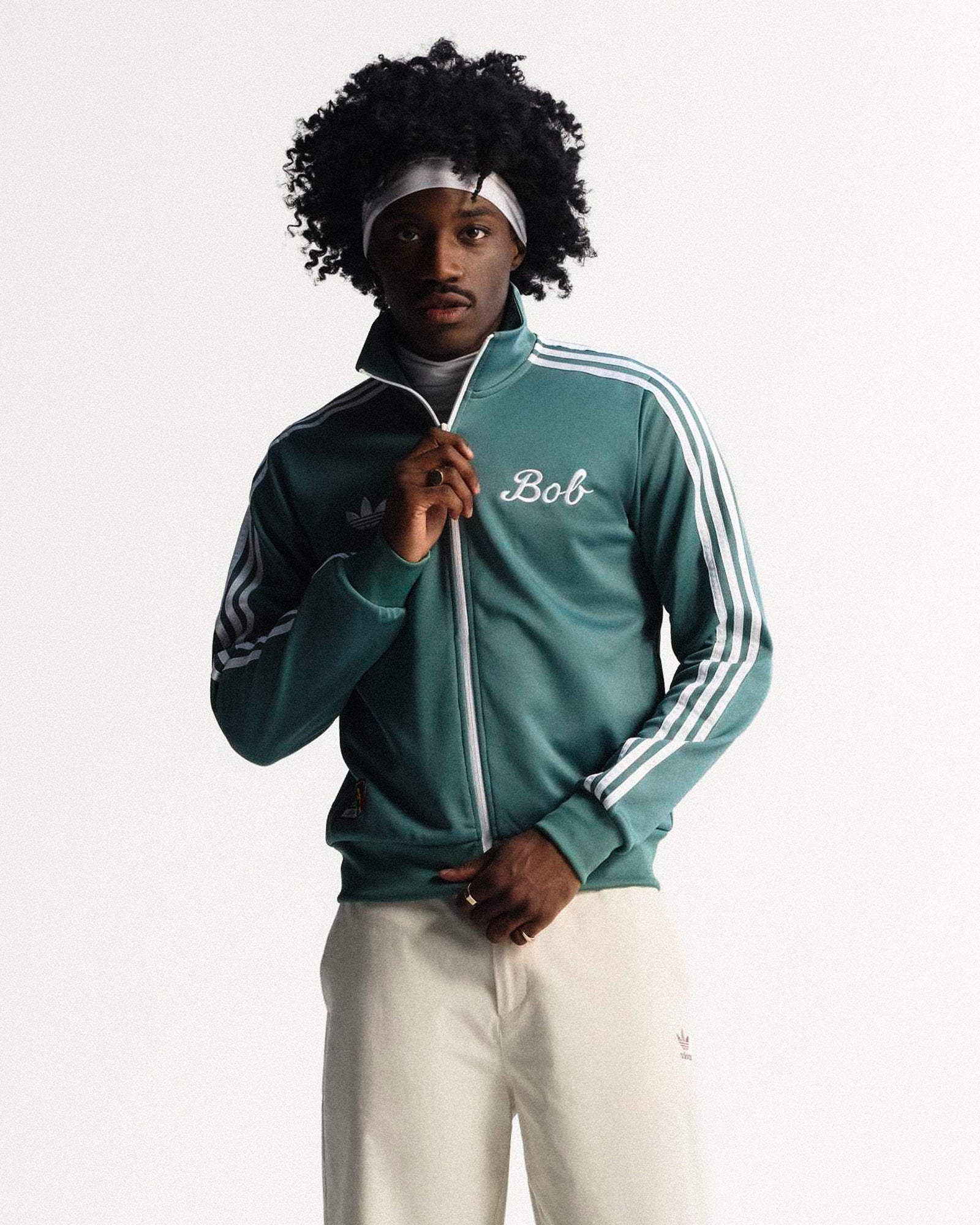 adidas Bob Marley OG Track Top Tech Emerald Track Jackets JY5210 On Model Front View | Overkill