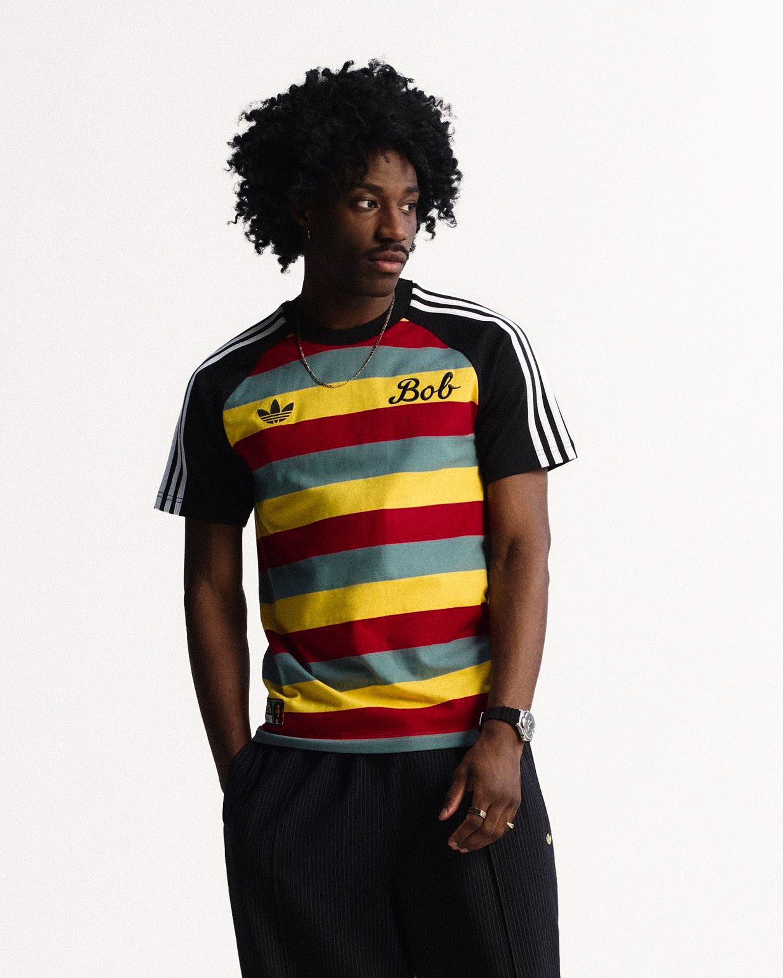 adidas Bob Marley OG Tee Multicolor T-Shirts JY5212 On Model Front View | Overkill