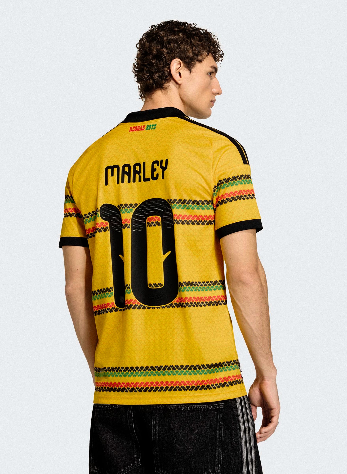 adidas JFF Jamaica Home Jersey M10 Bold Gold T-Shirts KC8785 Close-up | Overkill
