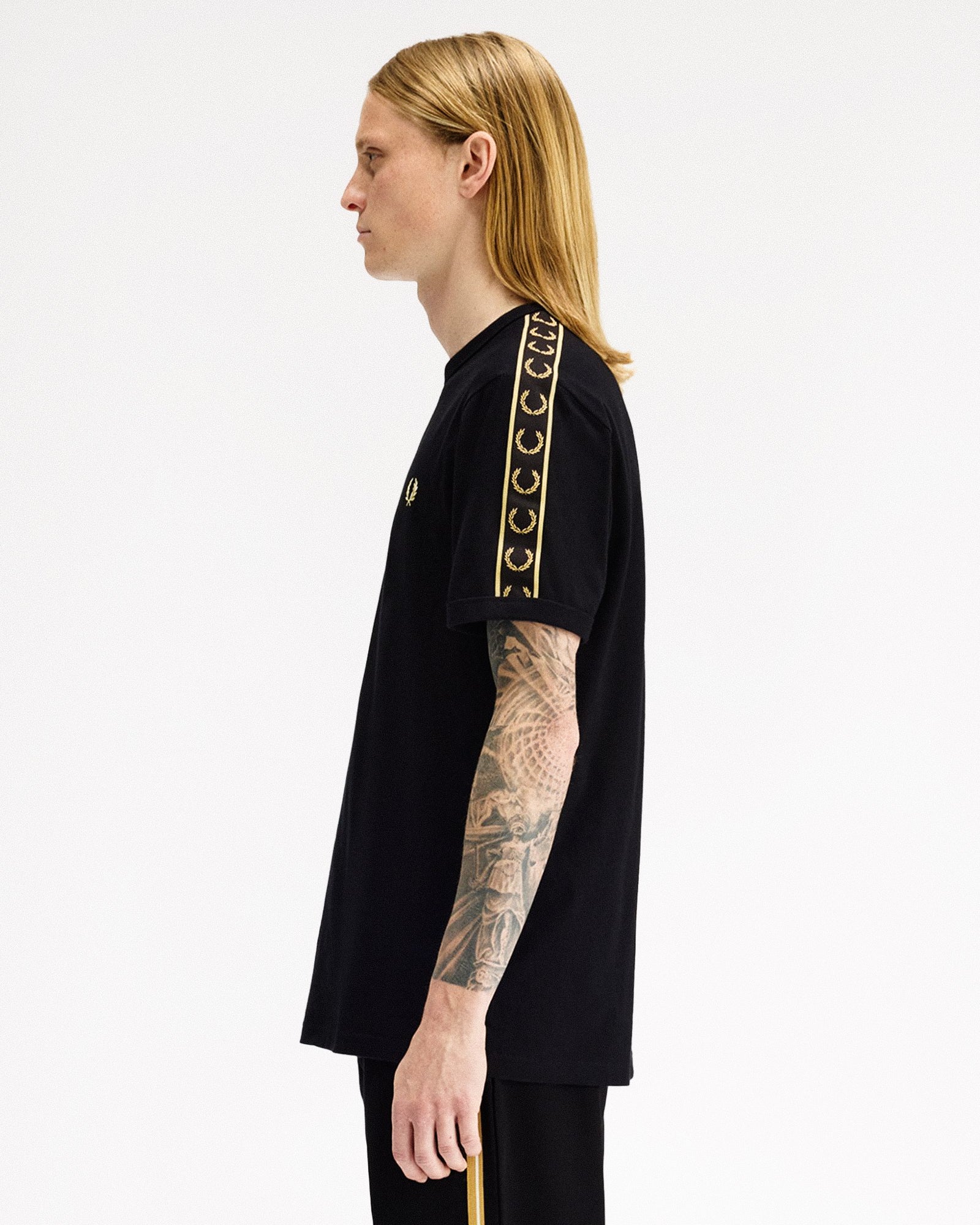Fred Perry Contrast Tape Ringer T-Shirt Black / Champagne T-Shirts M4613-90A Style Inspiration | Overkill