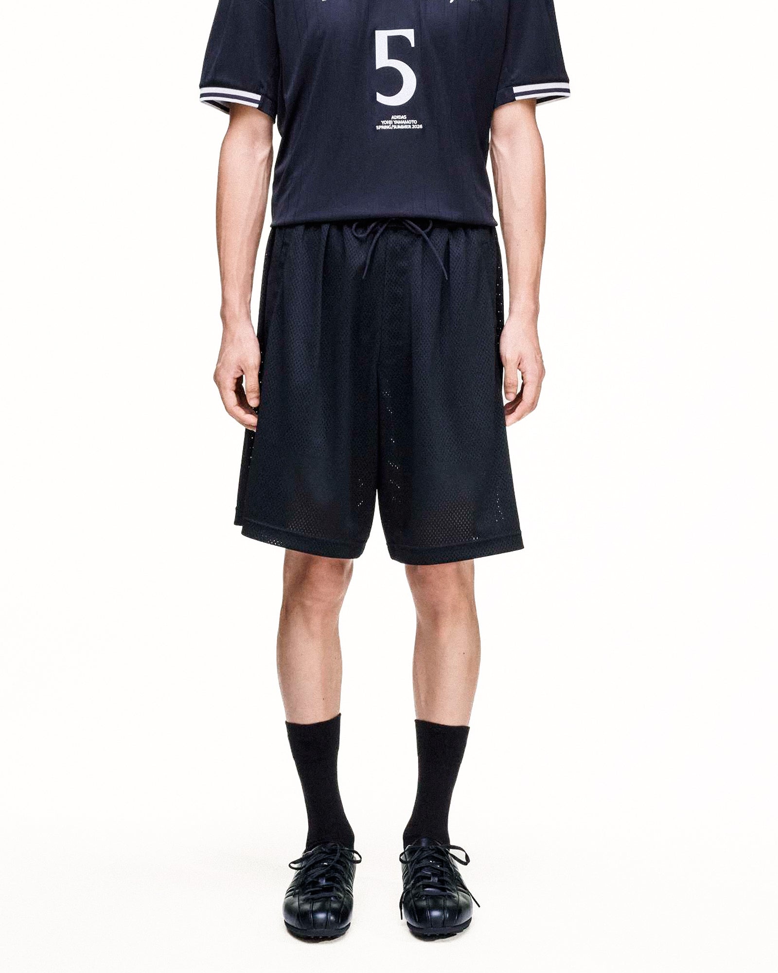 Y-3 US Mesh Shorts Black Shorts KF1083 On Model Front View | Overkill