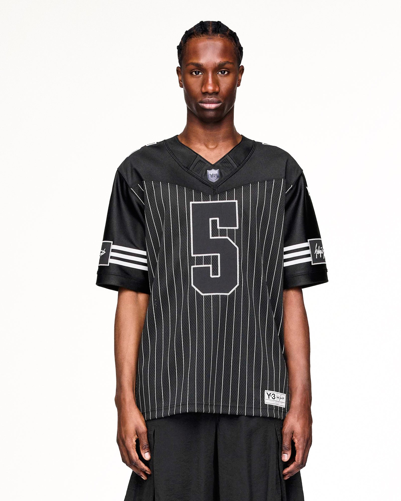 Y-3 Elite 5 American Football Jersey Black T-Shirts KS7642 On Model Front View | Overkill