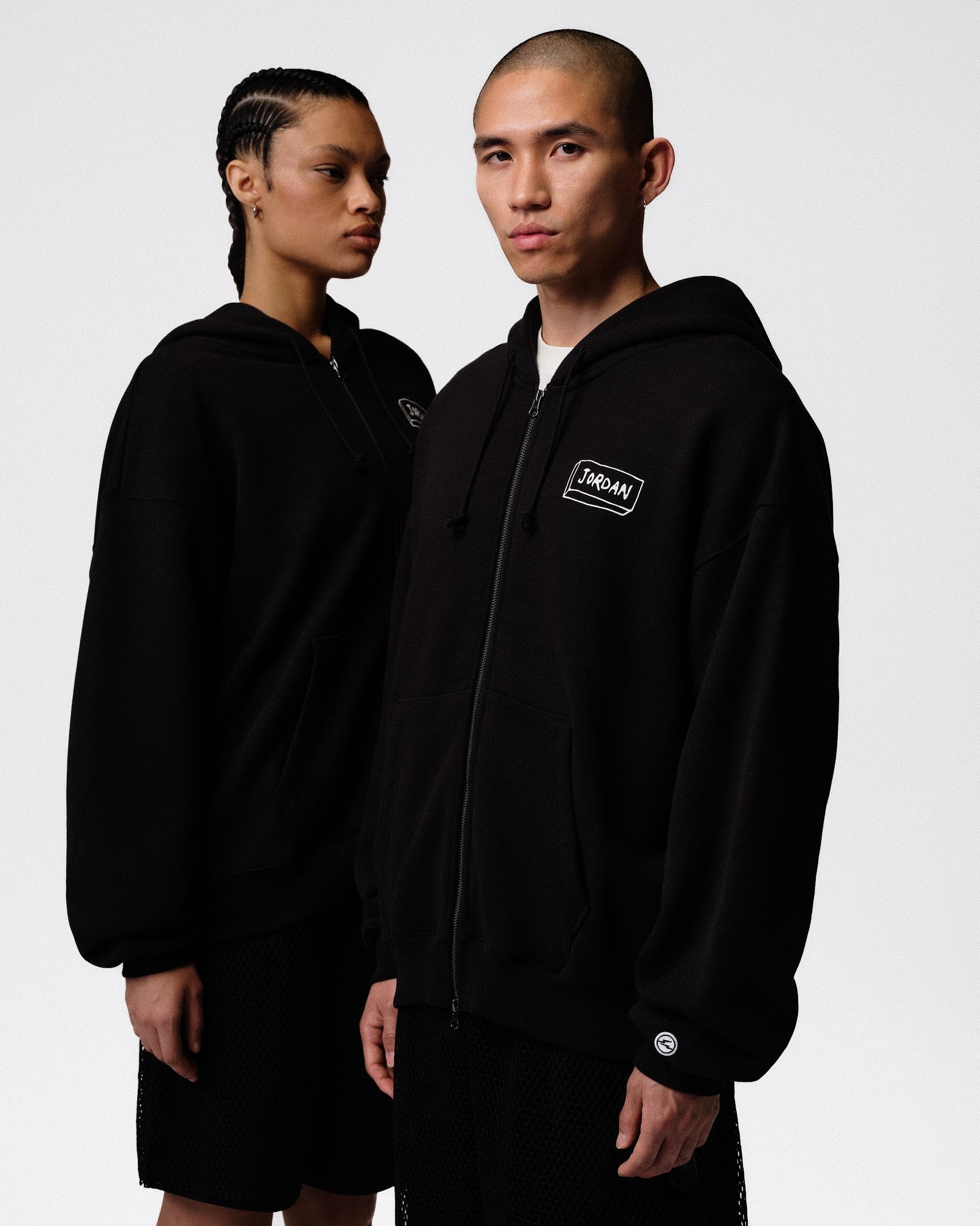 Fragment x Union x Jordan FZ Hoodie Black / Sail Hoodies IR0641 010 On Model Front View | Overkill