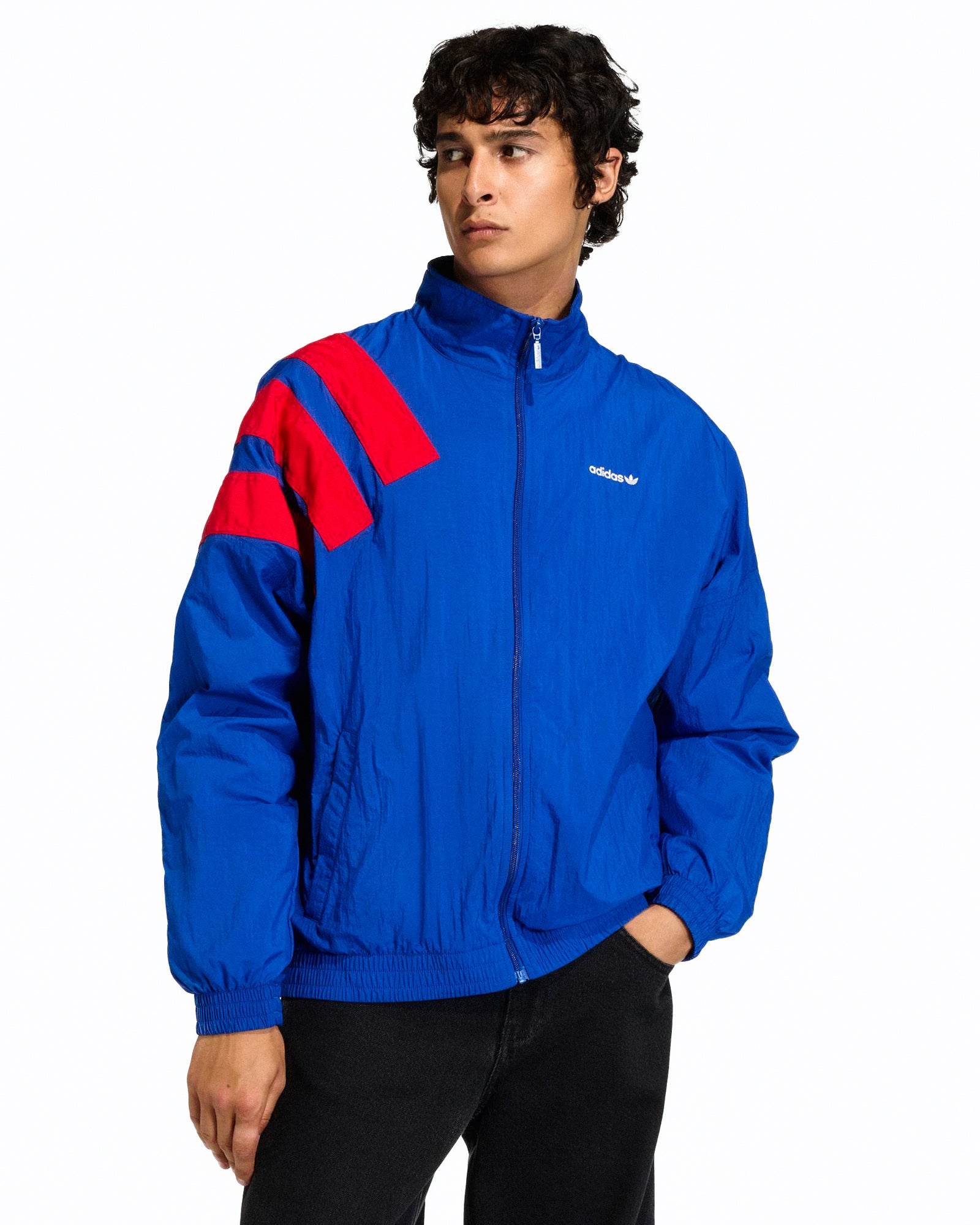adidas Arch Track Top Collegiate Royal / Better Scarlet Track Jackets KD8427 On Model Front View | Overkill