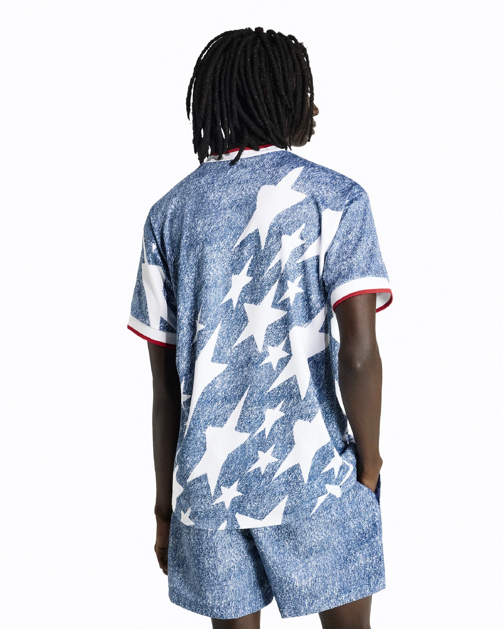 adidas Denim Graphic Jersey White / Dark Blue T-Shirts KB2726 On Model Back View | Overkill