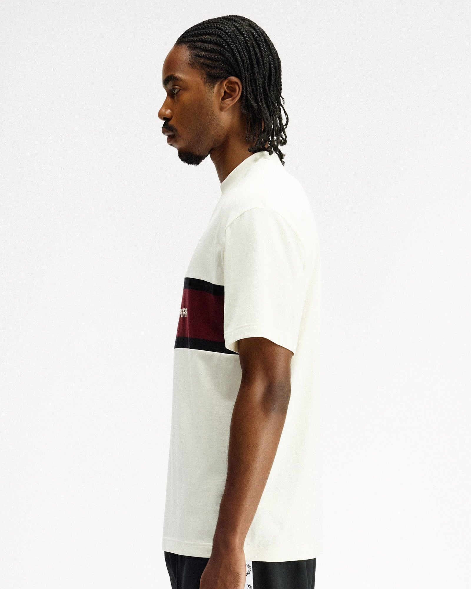 Fred Perry Embroidered Panel T-Shirt Ecru T-Shirts M2405-560 Style Inspiration | Overkill