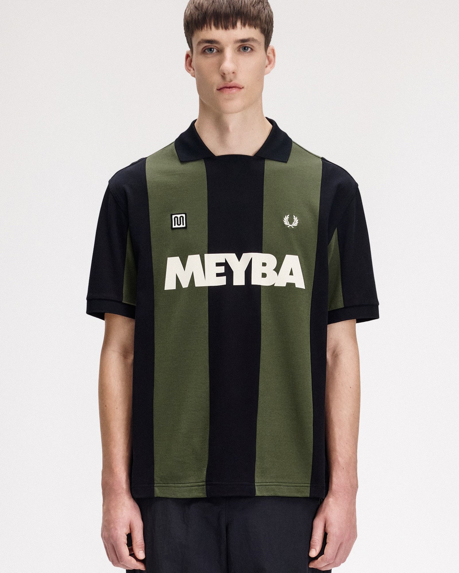 Fred Perry Meyba Cut And Sew Polo Shirt Black Polo Shirts SM2160-102 On Model Front View | Overkill