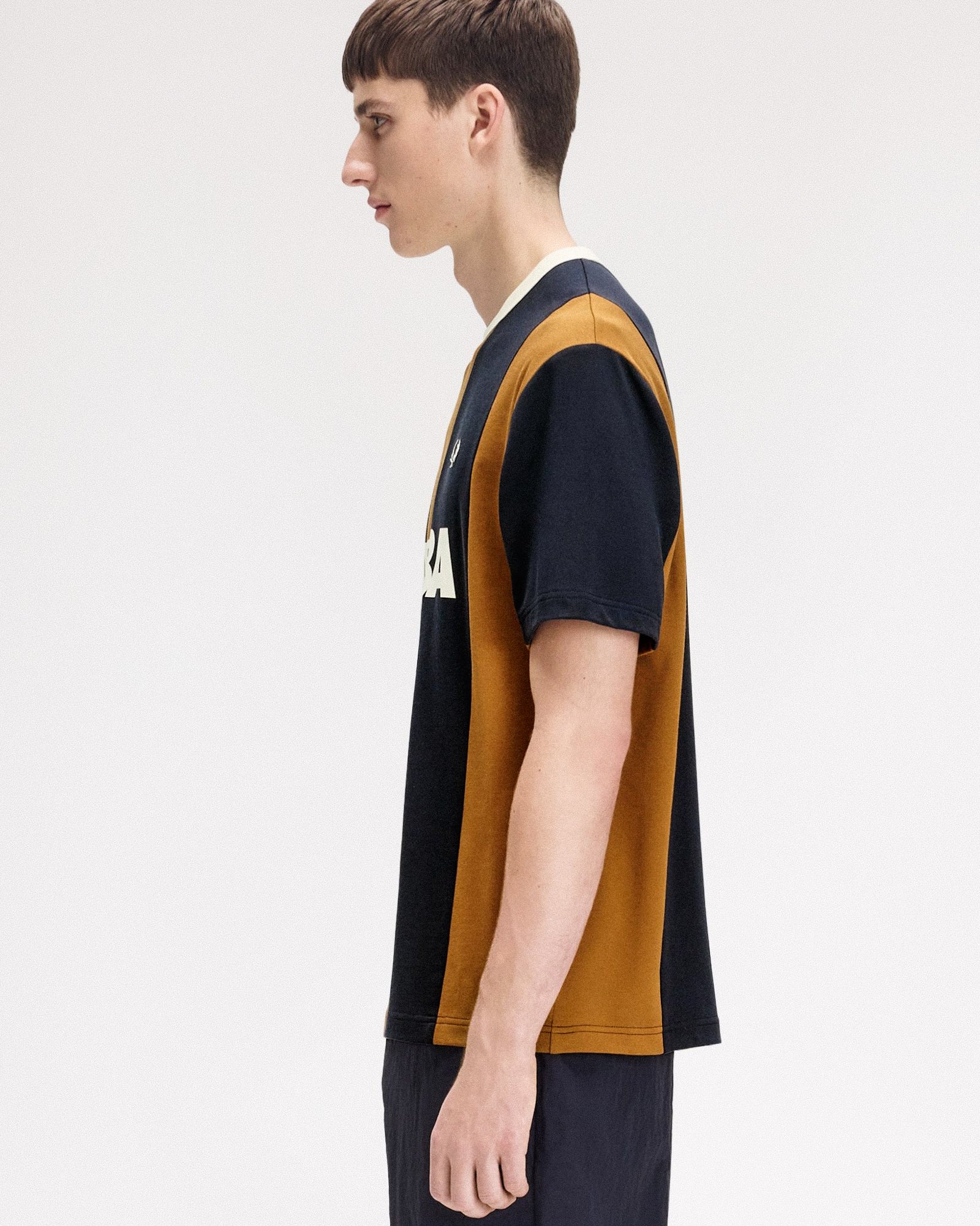 Fred Perry Meyba Cut And Sew T-Shirt Dark Caramel T-Shirts SM2162-644 Style Inspiration | Overkill