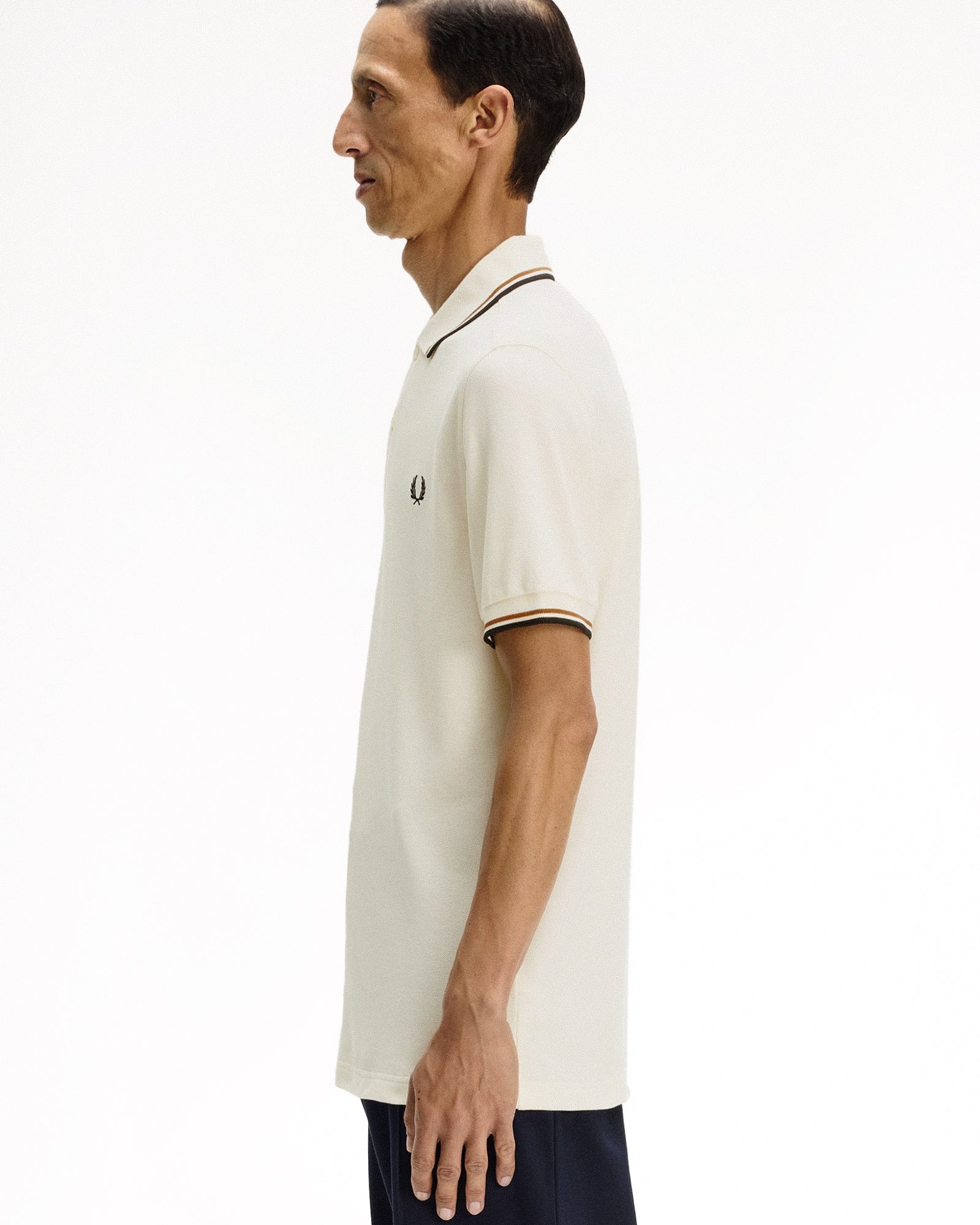 Fred Perry Twin Tipped Fred Perry Shirt Ecru / Dark Caramel / Black Polo Shirts M3600-79B Style Inspiration | Overkill