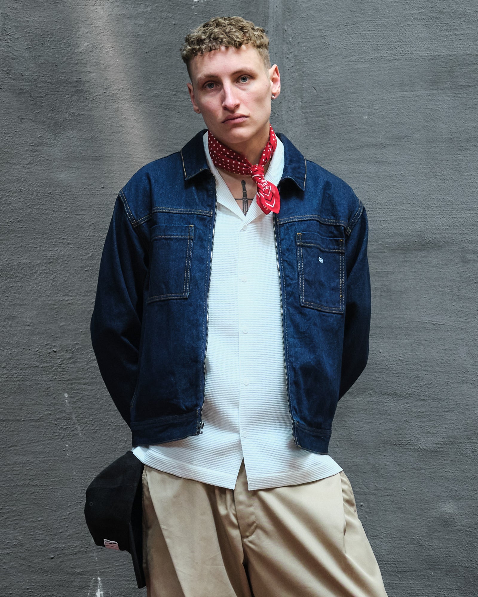 Obey Icon Hardwork Zip Up Jacket Rinse Indigo Jackets Close-up | Overkill