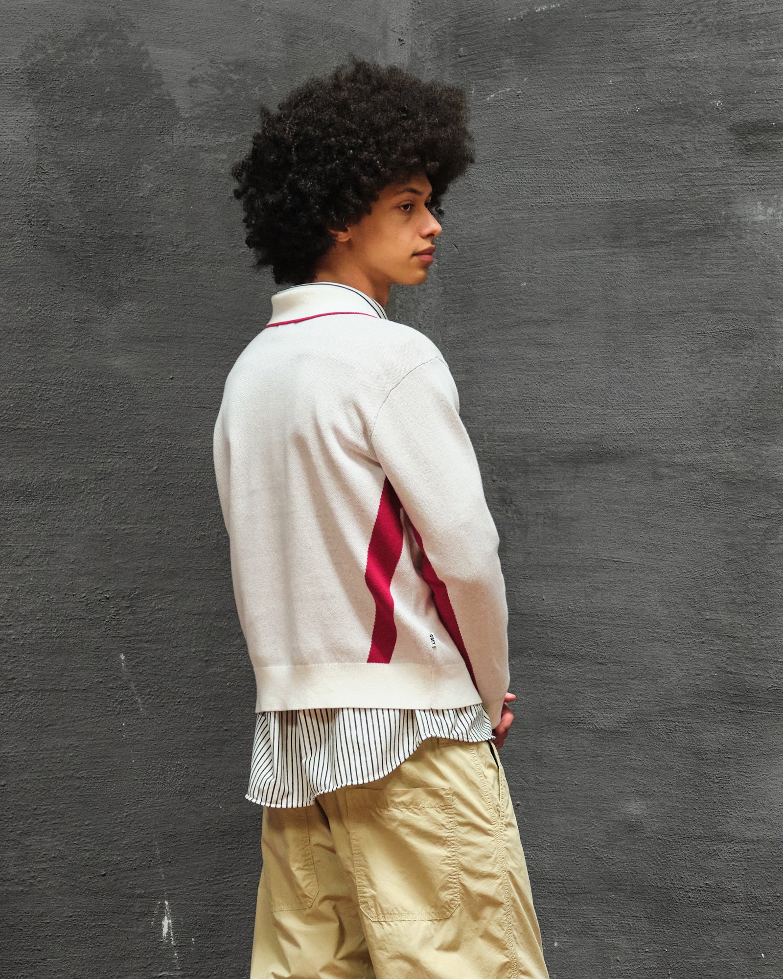 Obey Soccer Polo Sweater White Multi Sweatshirts Detailfoto | Overkill