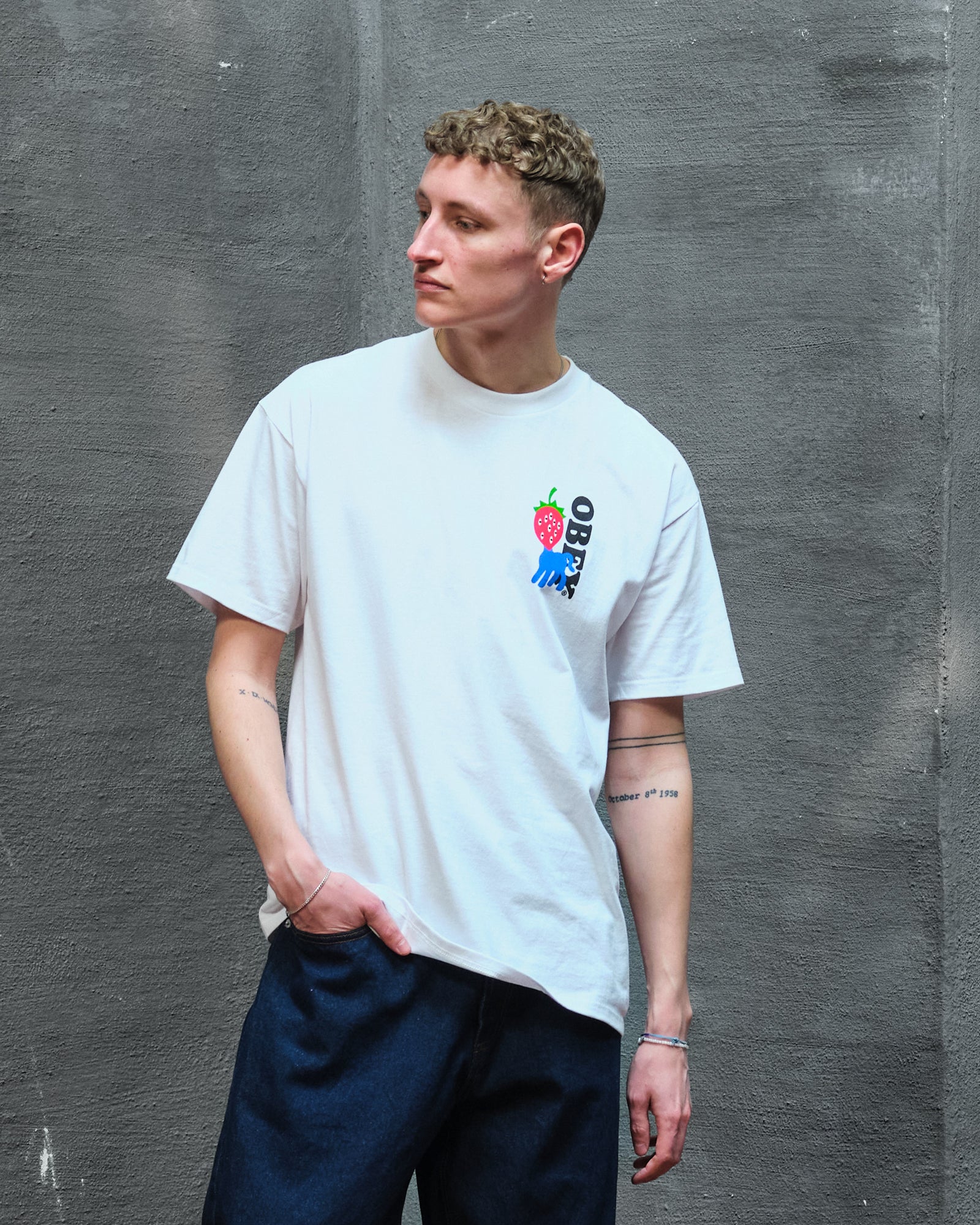 Obey Strawberry T-Shirt White T-Shirts Close-up | Overkill