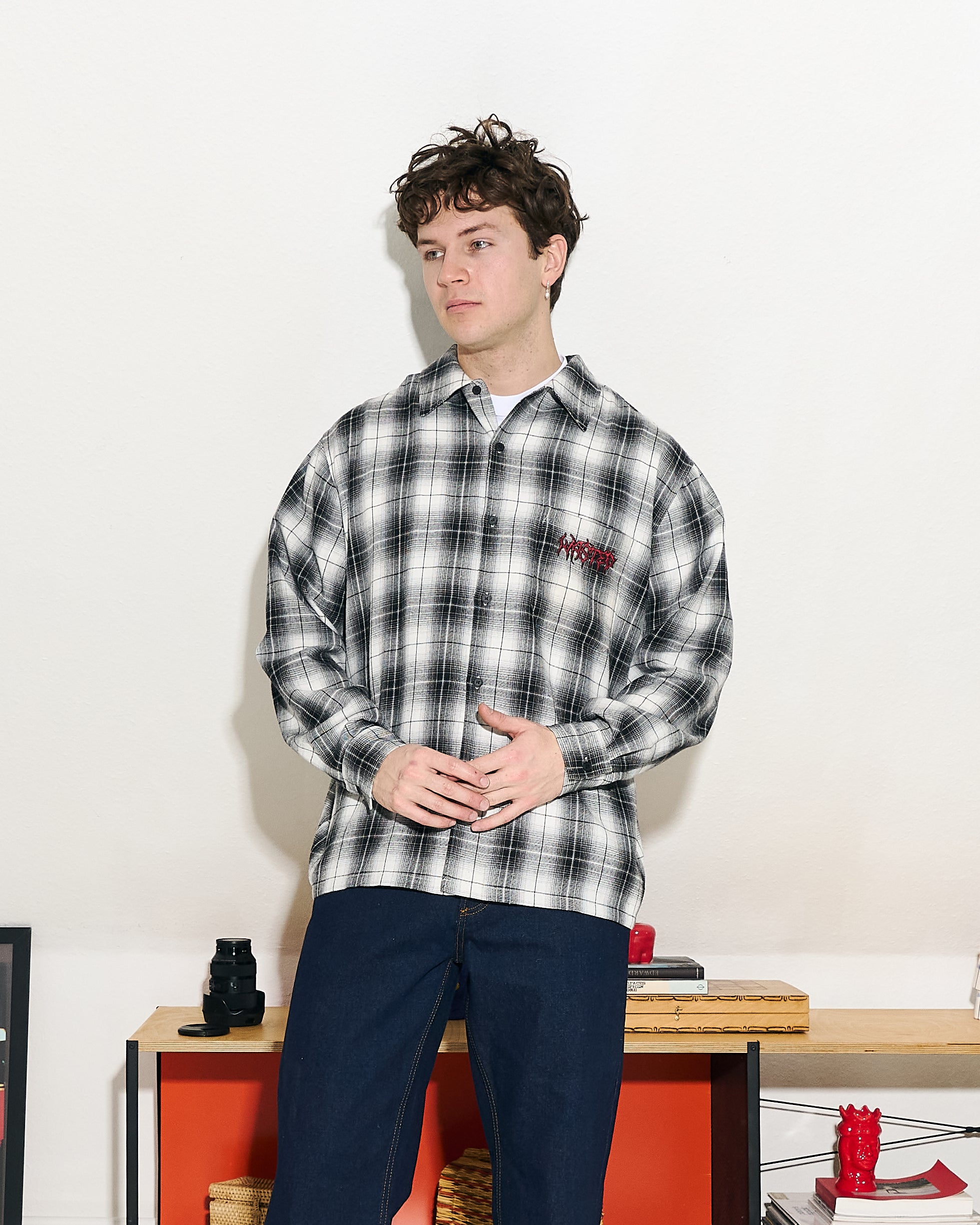 Wasted Paris Tartan Bones Shirt Black / White Shirts Close-up | Overkill