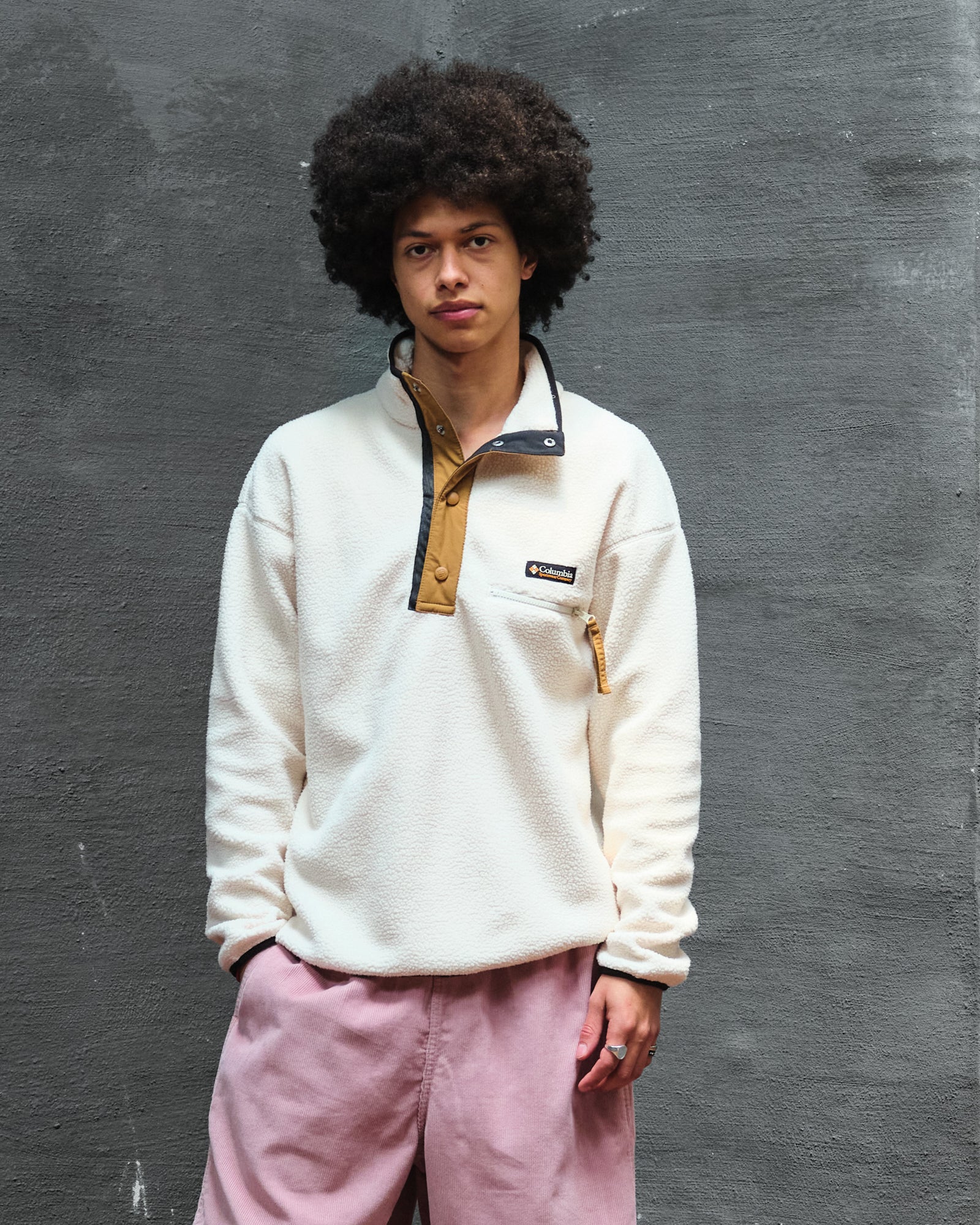 Columbia Helvetia II Half Snap Fleece Chalk Sweatshirts Close-up | Overkill