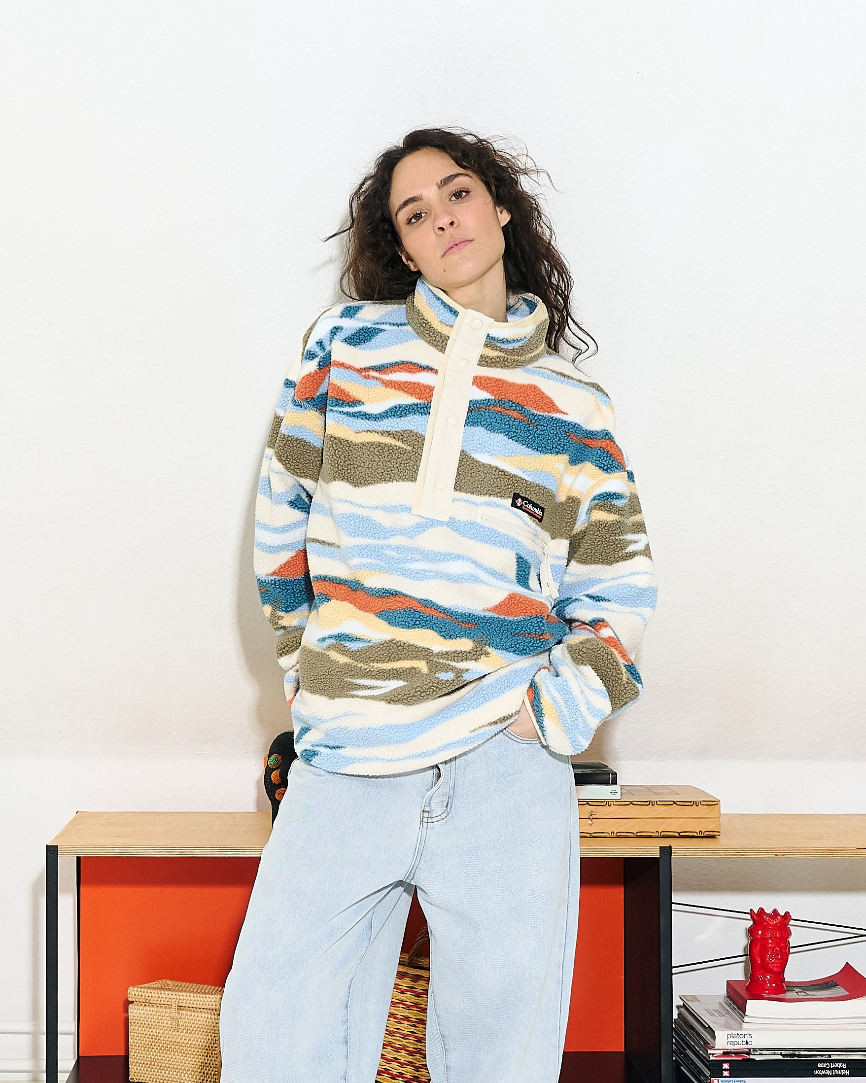 Columbia Helvetia II Printed Half Snap Fleece Chalk Rogue Valley Sweatshirts Close-up | Overkill