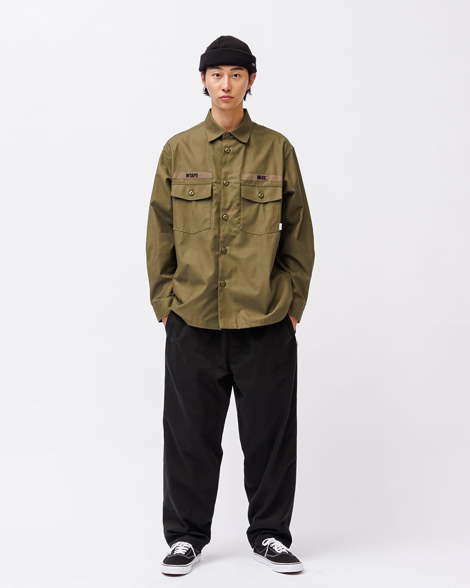 WTAPS CBW / LS / Cotton. Satin Olive Drab Shirts Detailfoto | Overkill