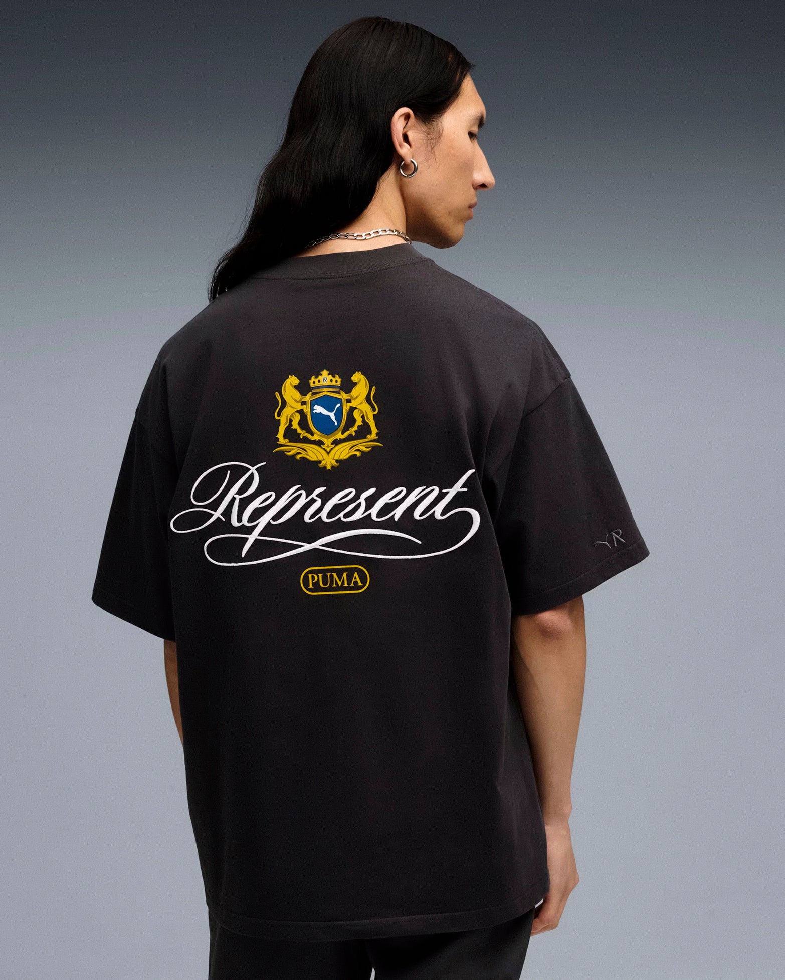 Puma Graphic Tee Flat Dark Gray T-Shirts 632544 97 On Model Back View | Overkill