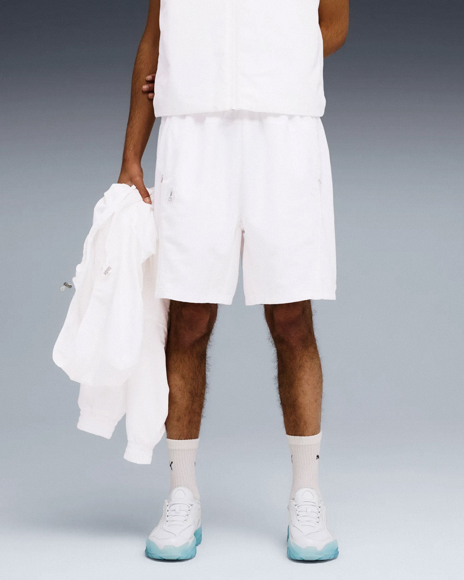 Skepta x Puma CLRT Shorts Puma White Shorts 634179 02 On Model Front View | Overkill