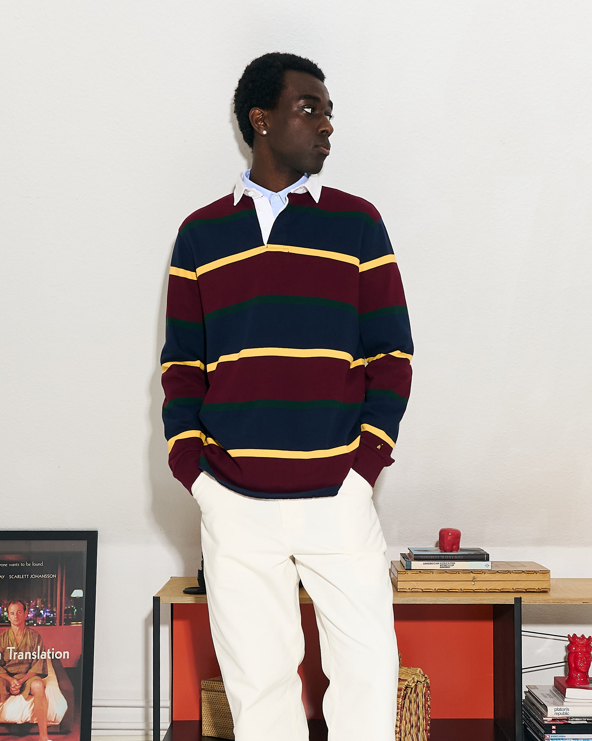 Polo Ralph Lauren Heavy Rugby Jersey Wine Red / Multi Longsleeves Close-up | Overkill