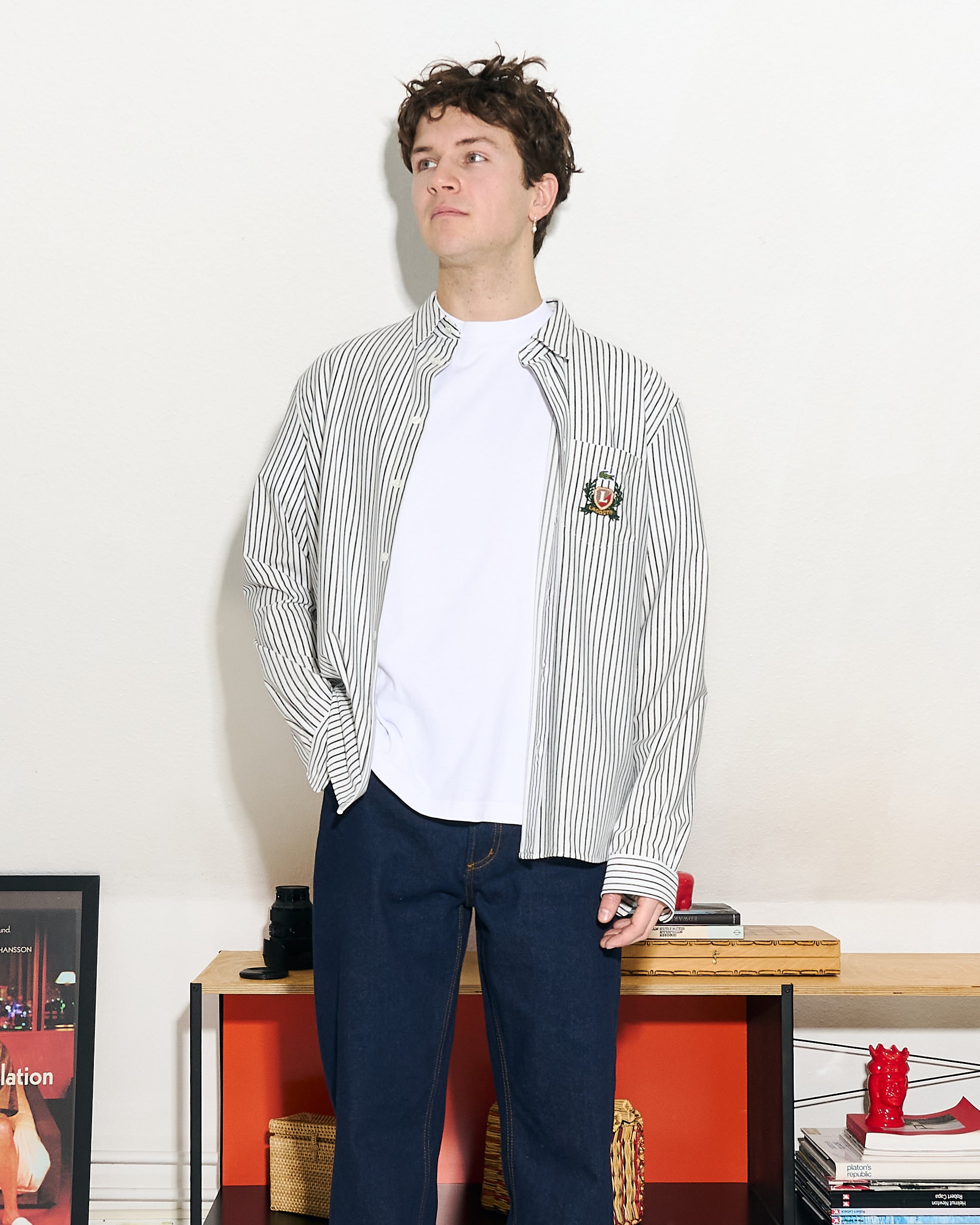 Lacoste Chemise Casual Manches Lo White / Marine Blue Shirts Detail view 1 | Overkill