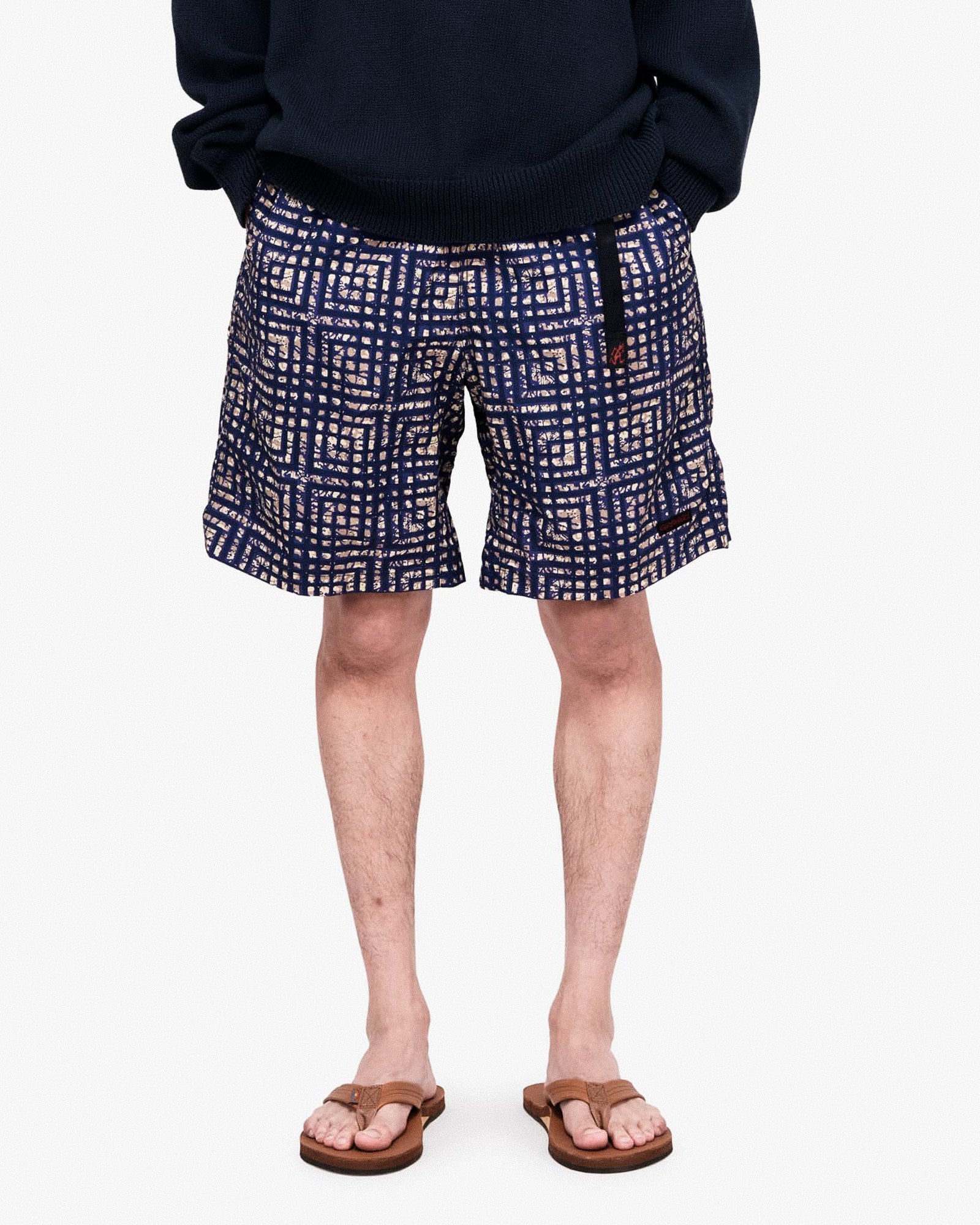 Gramicci Nylon Packable G-Short Batik Navy Shorts Close-up | Overkill