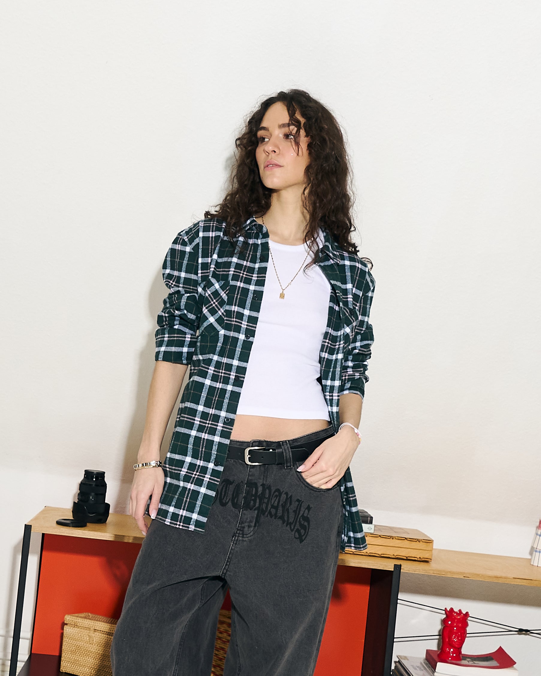 Edwin Labour LS Shirt Pine Grove / Pink Garment Washed Shirts Close-up | Overkill