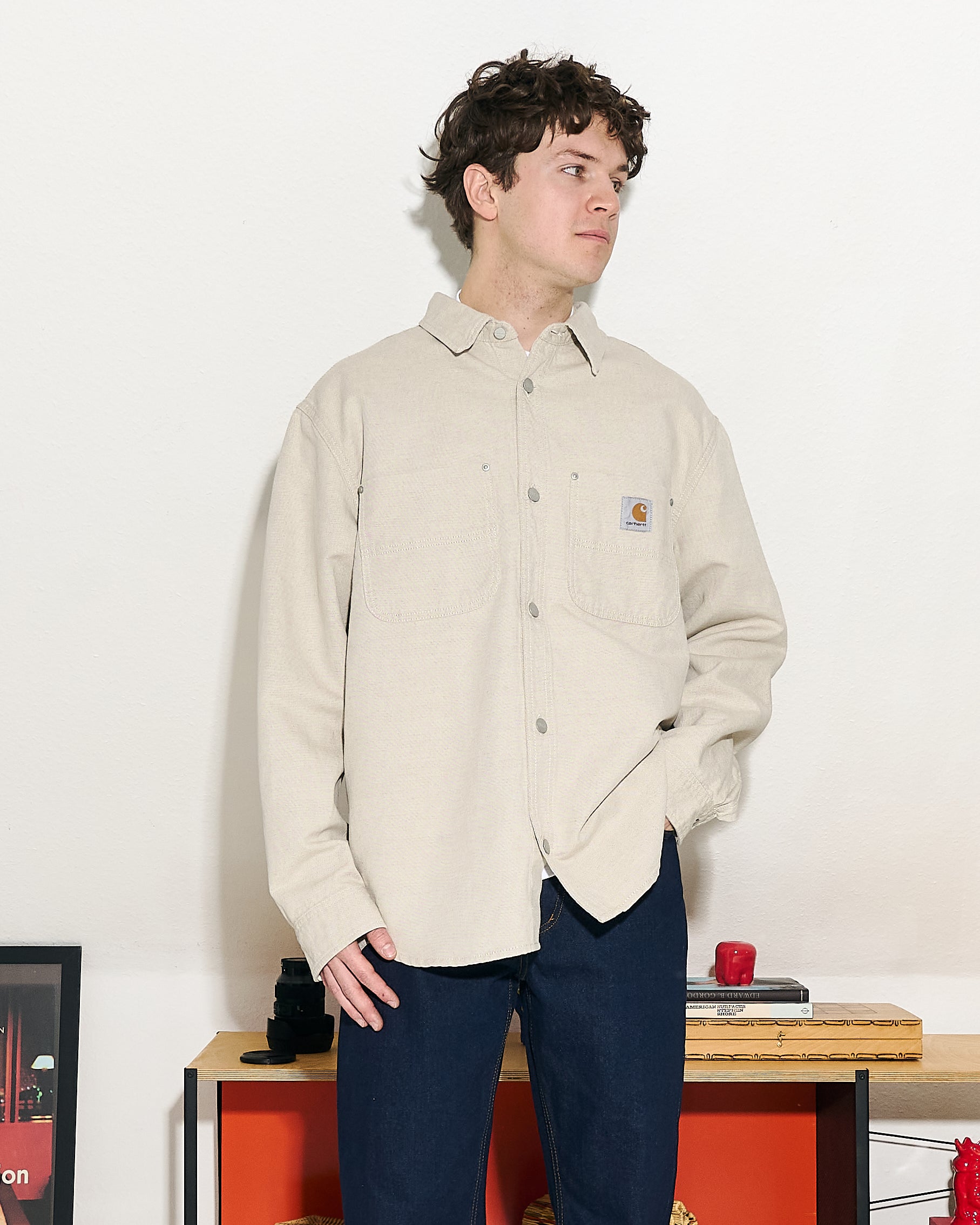 Carhartt WIP Walter Shirt Jac Natural Rinsed Shirts Close-up | Overkill