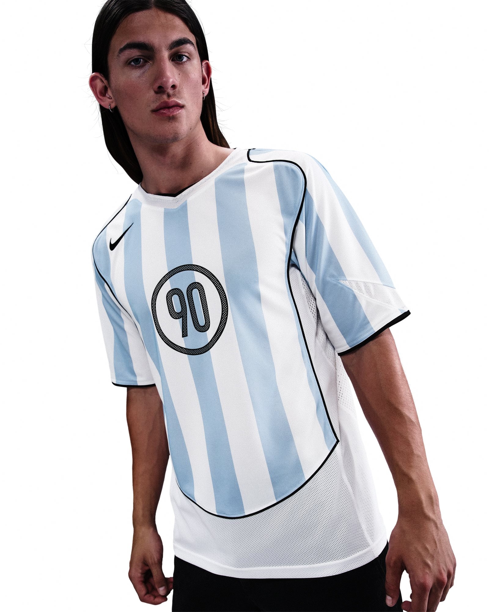 Nike T90 Dri-Fit Energy Jersey Psychic Blue / White / Black / Black Jersey IB4214 422 On Model Front View | Overkill