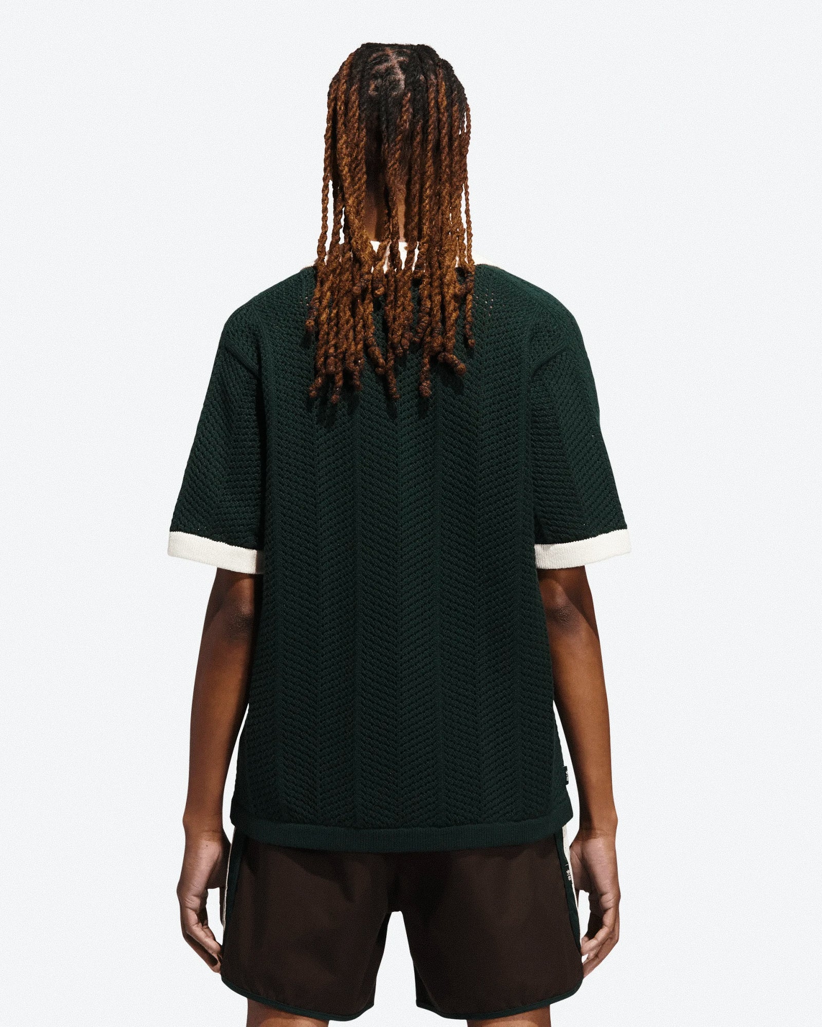 Clot x adidas Knit Polo Green Night Polo IK2942 On Model Back View | Overkill