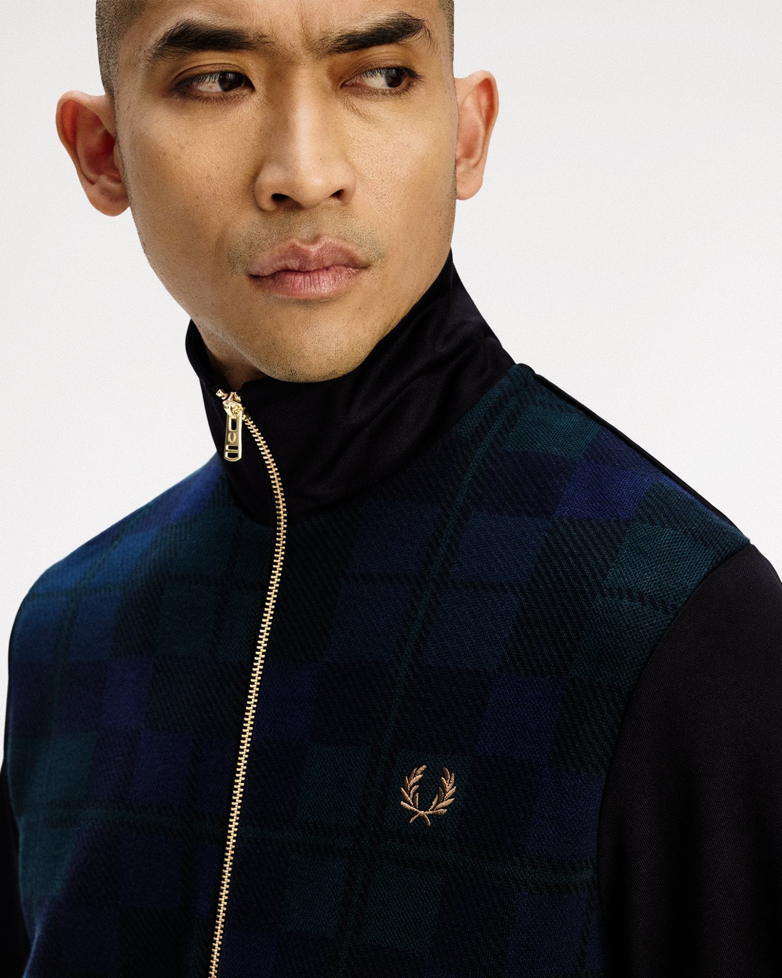 Fred Perry Knitted Front Track Jacket Black Track Jackets J1335-102 On Model Back View | Overkill