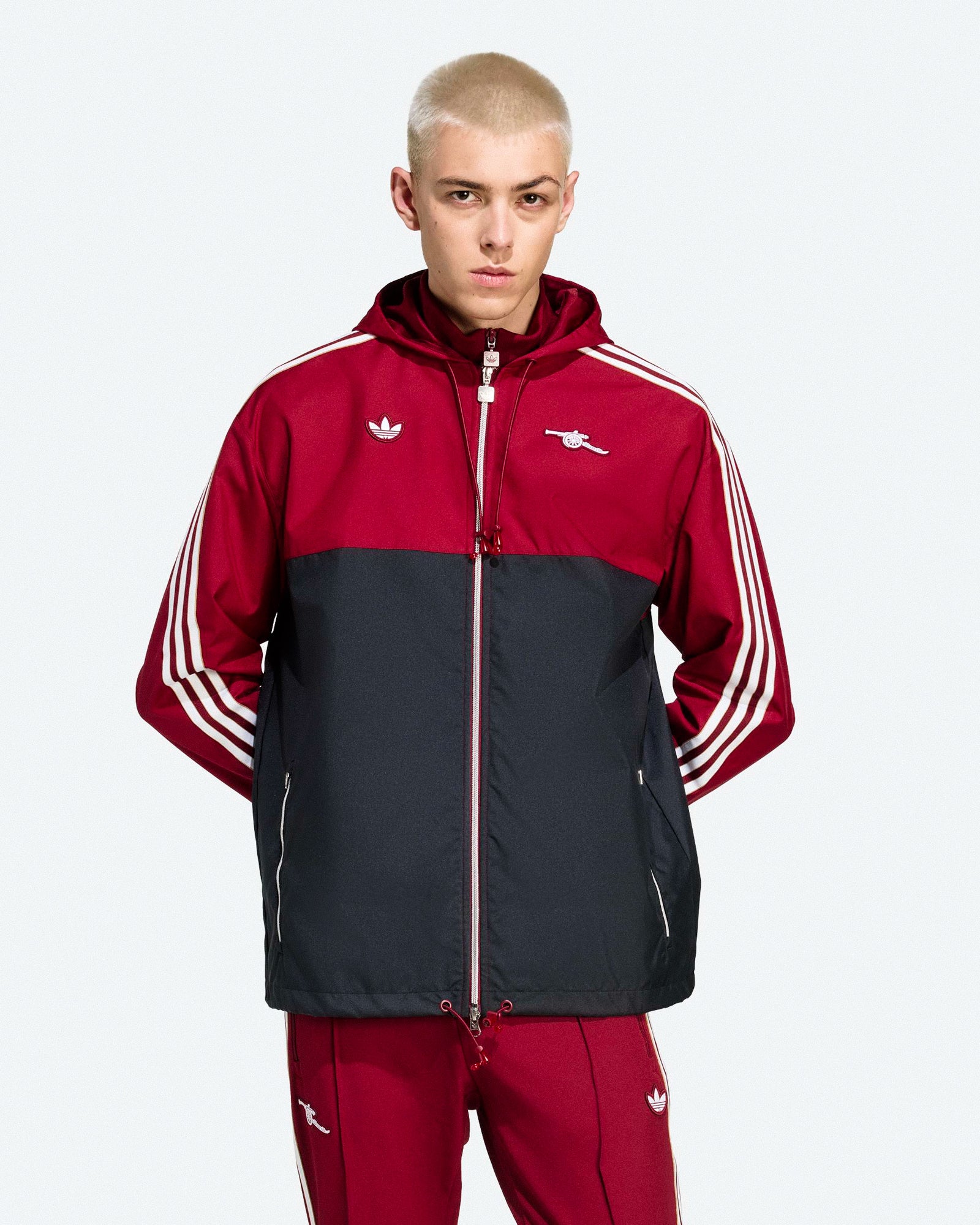 adidas FC Arsenal Icon Parka Team Coll Burgundy 2 / Black Jackets JM9394 On Model Front View | Overkill
