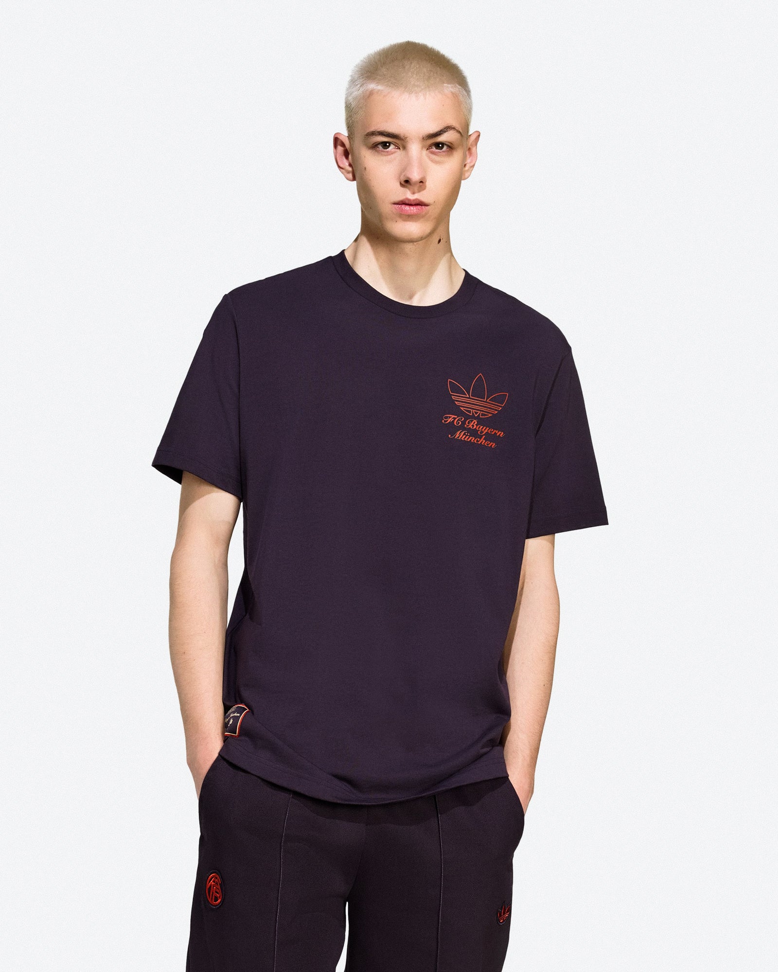 adidas FC Bayern München Icon Graphic Tee Aurora Black T-Shirts JM9444 On Model Front View | Overkill