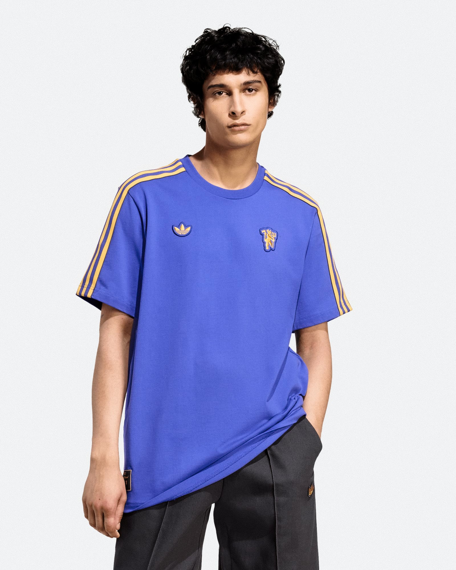 adidas Manchester United Icon Tee Semi Night Flash Tee JN2823 On Model Front View | Overkill