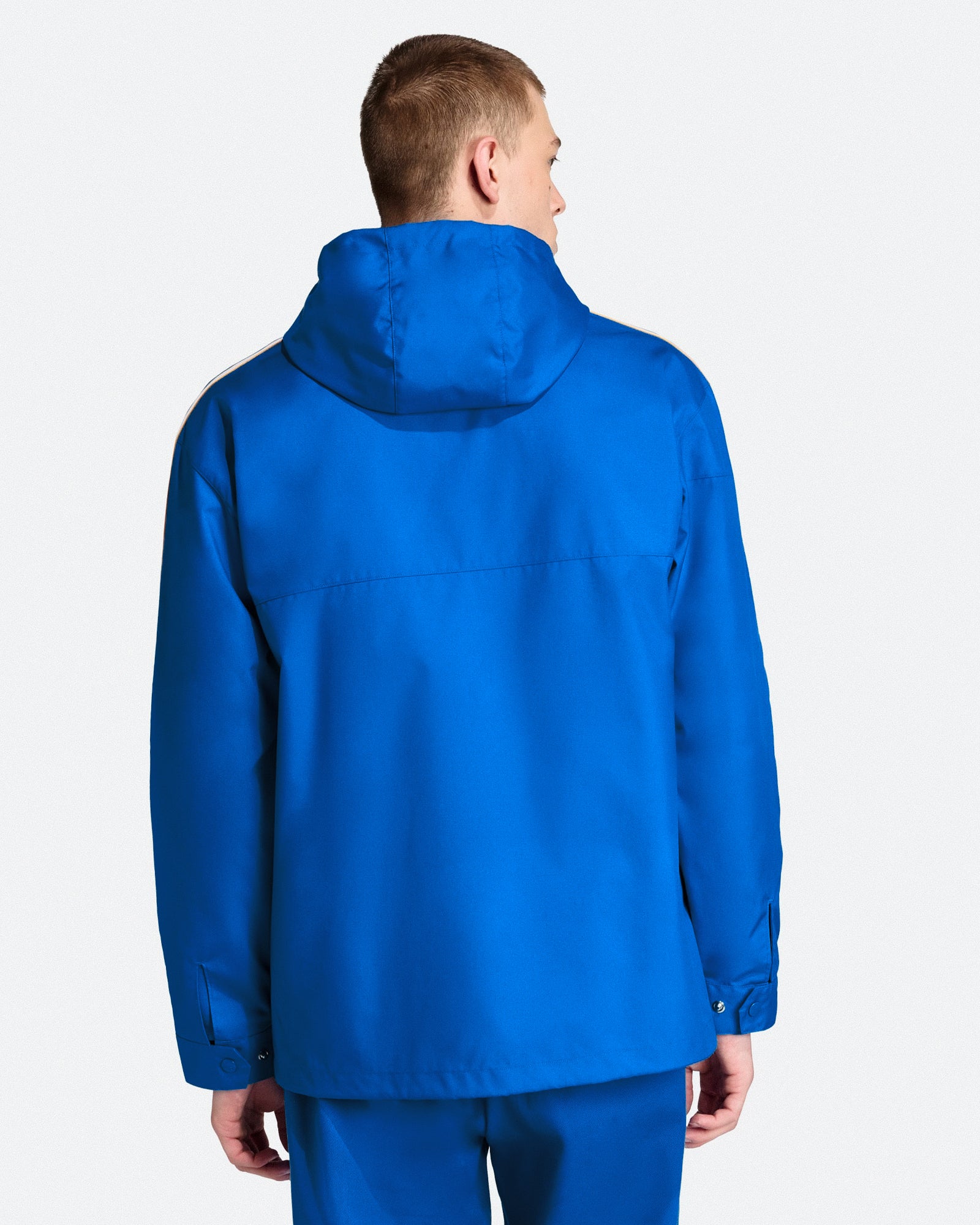 adidas Real Madrid Icon Parka Bluebird / White Track Jackets JN3063 On Model Back View | Overkill