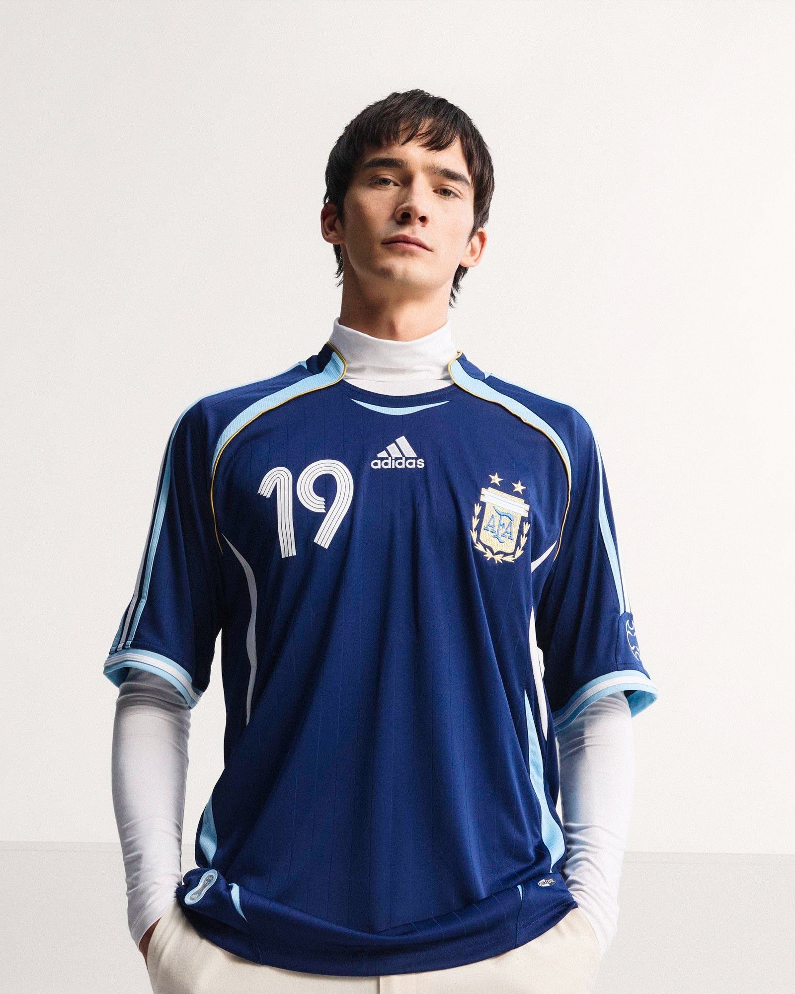 adidas AFA Argentina Away Jersey 06 M Dark Blue T-Shirts JN3709 On Model Front View | Overkill