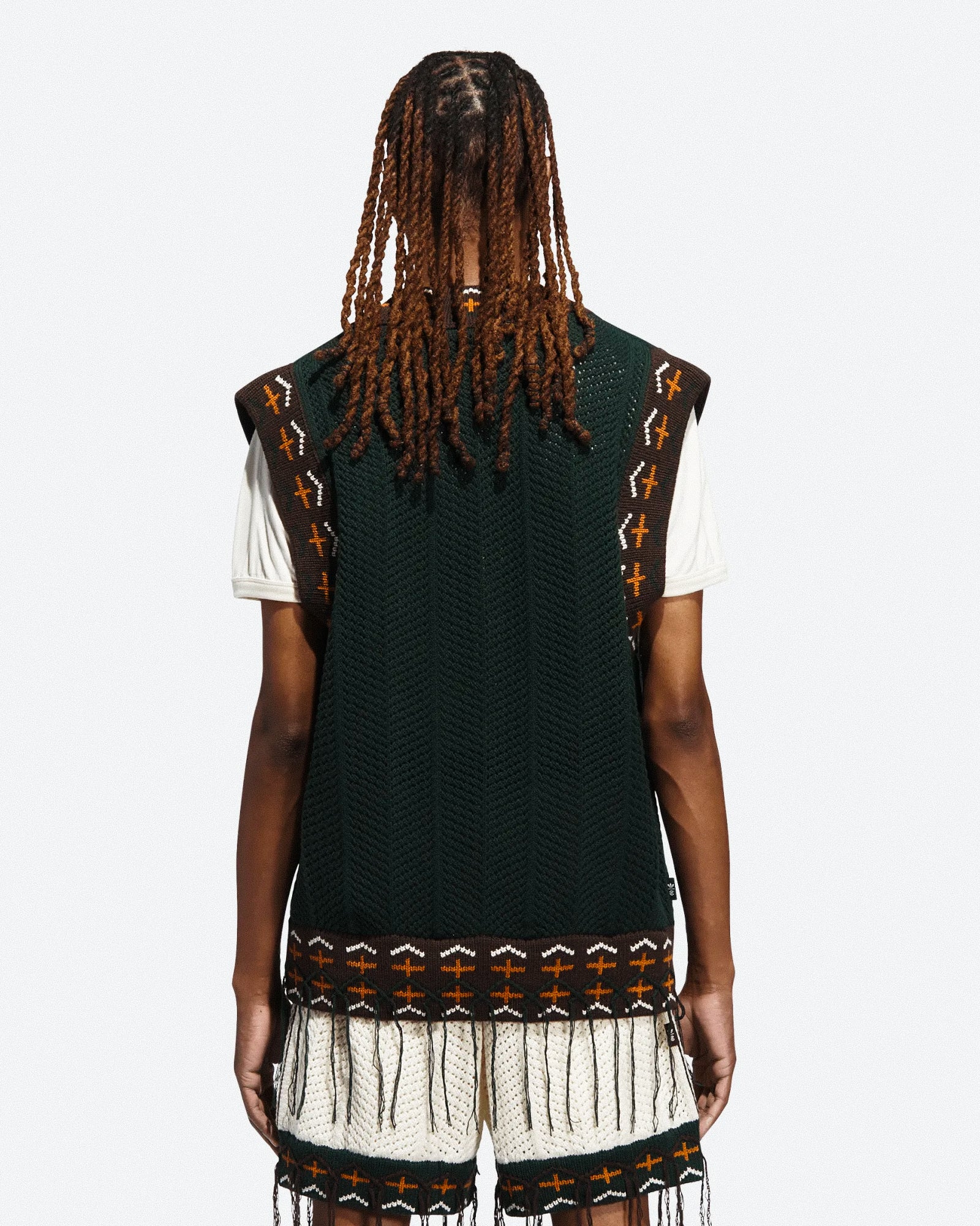 adidas Knit Vest Green Night Vest JP1606 On Model Back View | Overkill