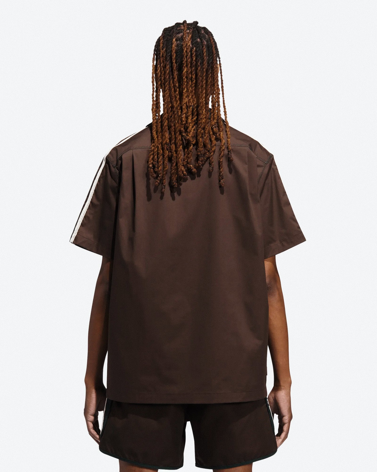 Clot x adidas Bowling Shirt Dark Brown Shirt JP3870 On Model Back View | Overkill