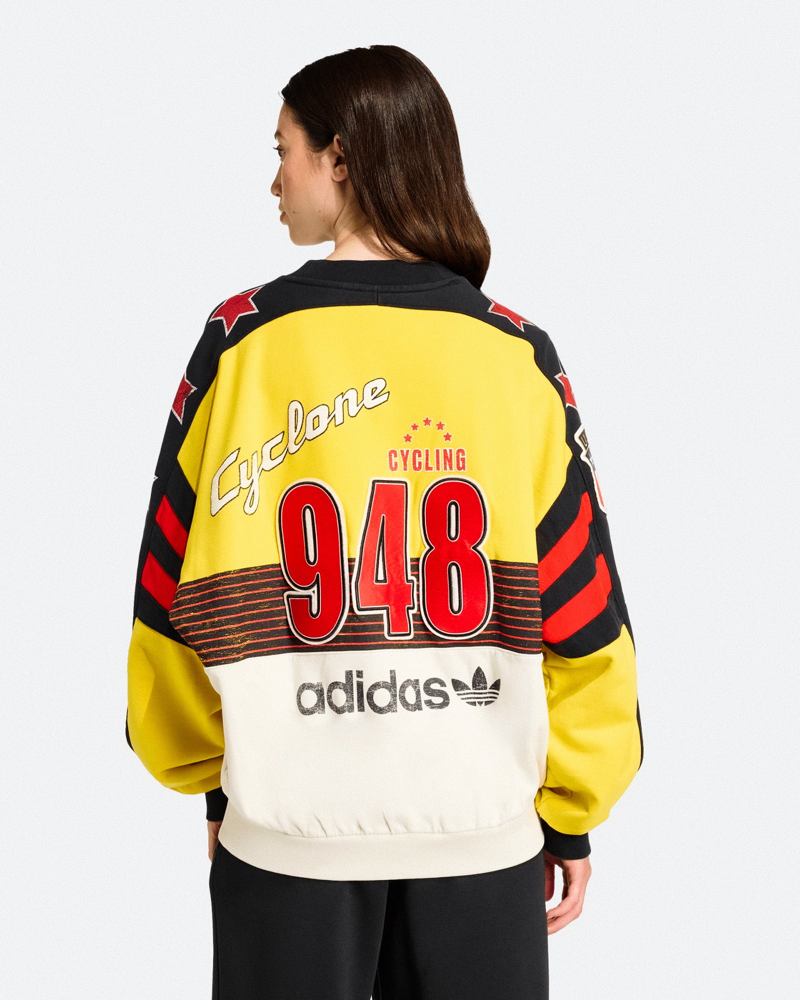adidas Cycling Crew EQT Yellow / Cloud White / Black Sweatshirts JW0147 On Model Back View | Overkill