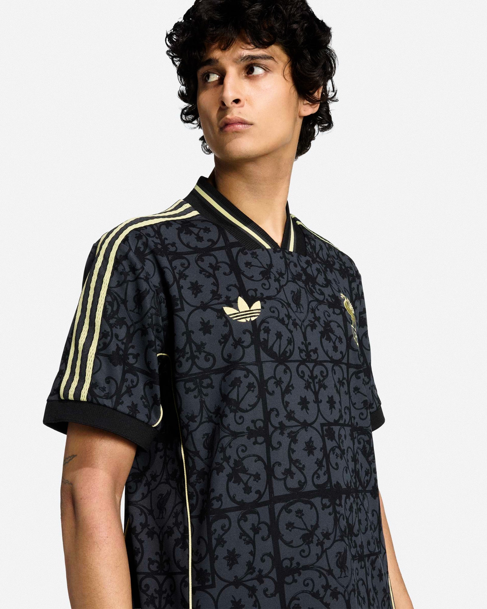 adidas Liverpool FC LF Jersey Carbon / Halo Gold T-Shirts JW5462 On Model Back View | Overkill