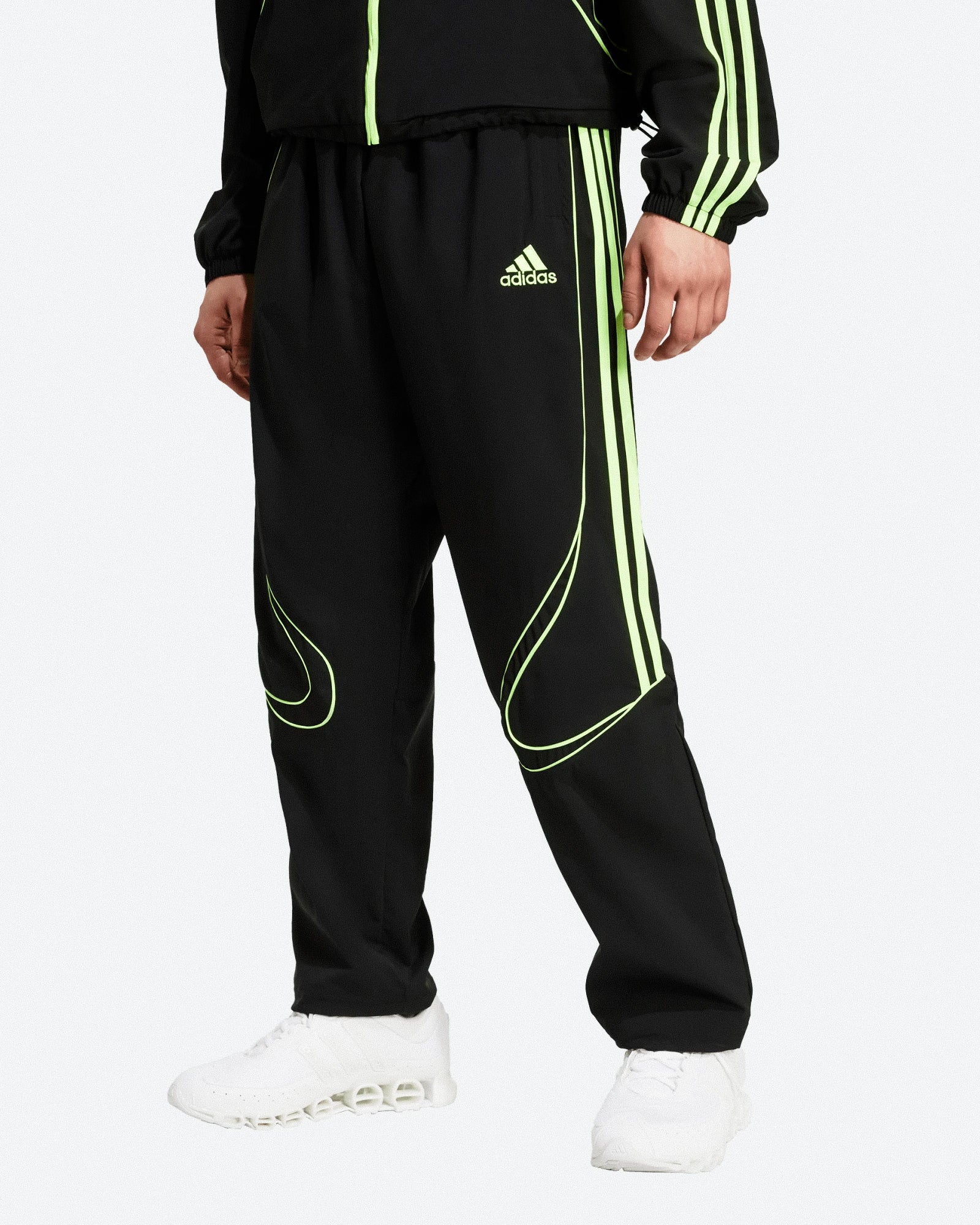 adidas Teamgeist Track Pant Black / Signal Green Sweat & Track Pants JW5869 On Model Front View | Overkill