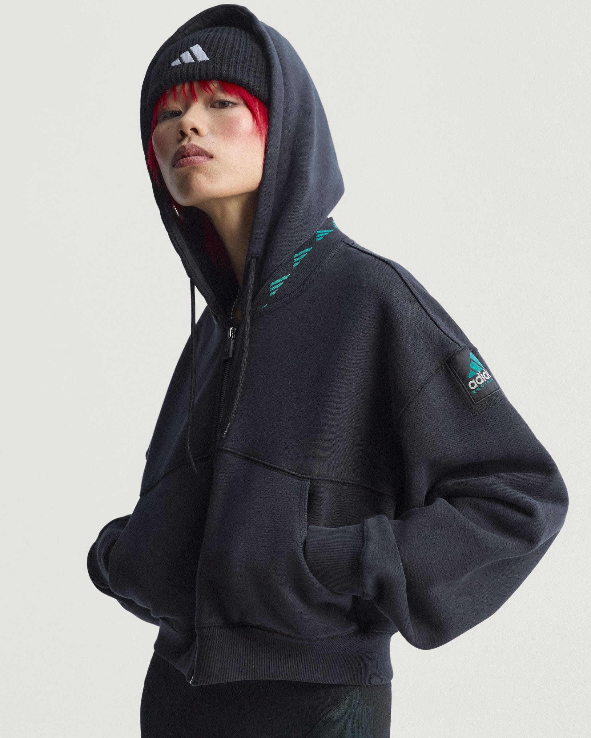 adidas Equipment Cropped Hoodie Black Hoodies JW7348 Detail View 4 | Overkill