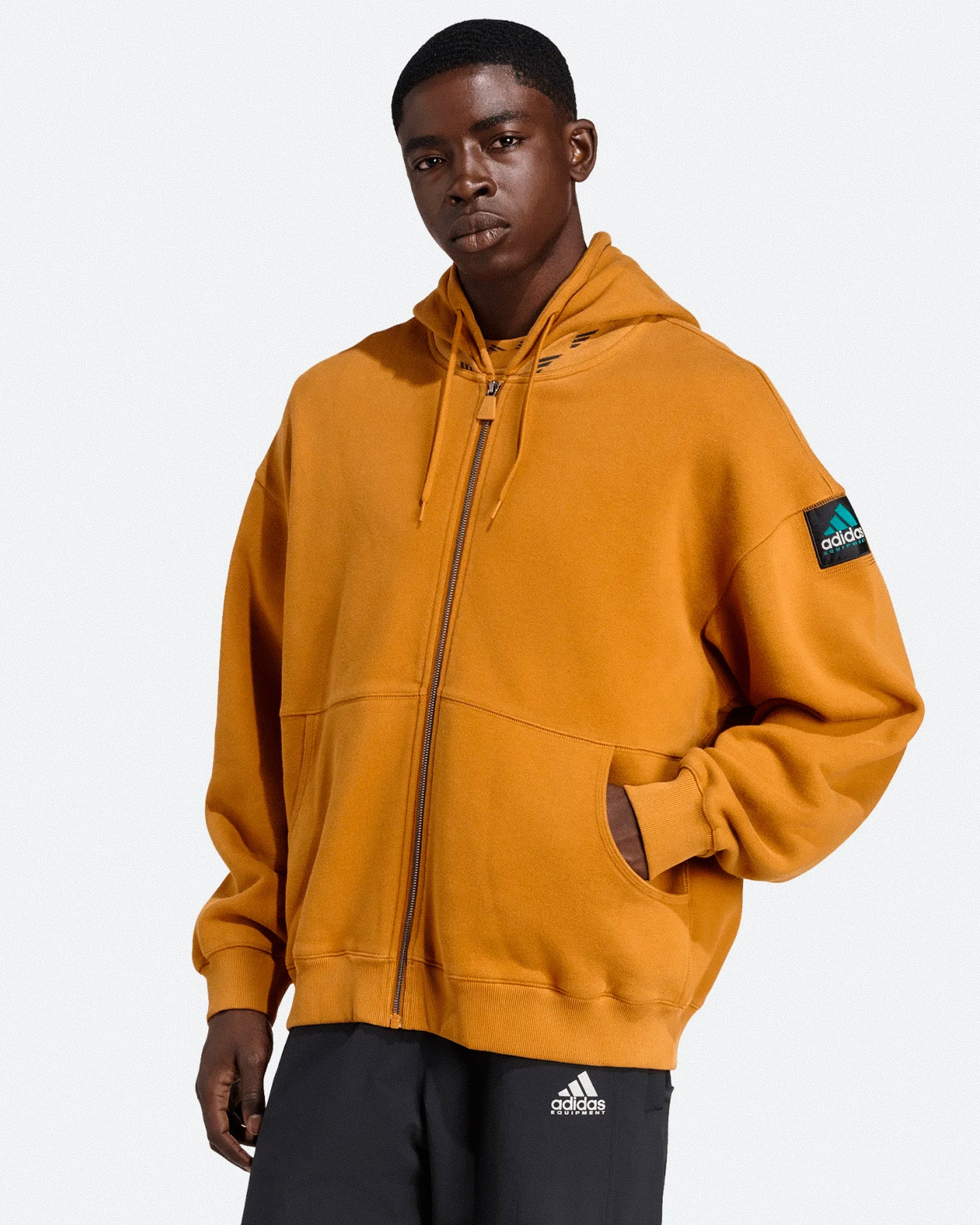 adidas Equipment Hoodie Craft Ochre Hoodies JX1571 On Model Front View | Overkill