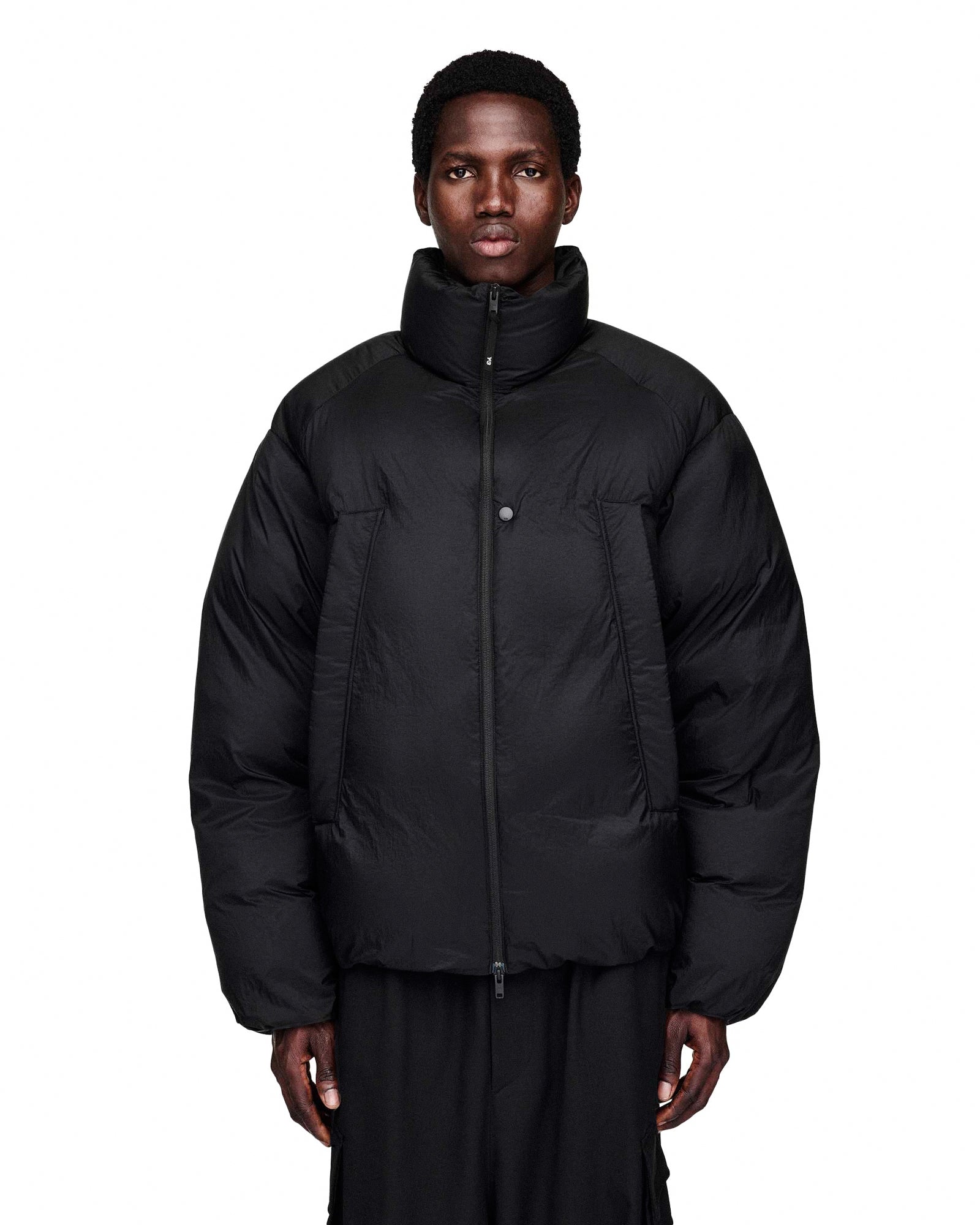 Y-3 M Puffer Jacket Black Puffer Jacket JX7282 On Model Front View | Overkill