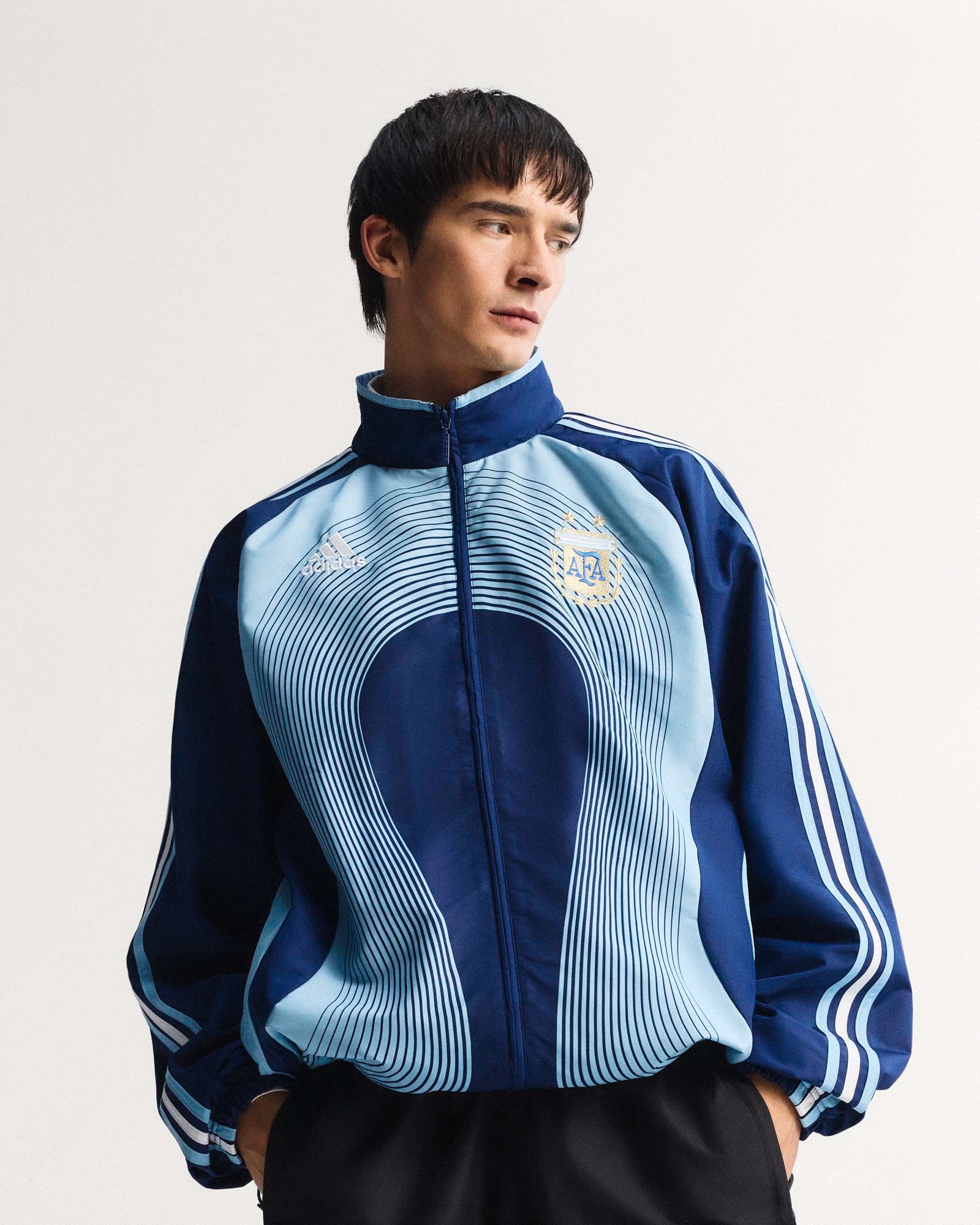 adidas AFA Argentina Away Track Top 06 Dark Blue Track Jackets JZ2214 On Model Front View | Overkill