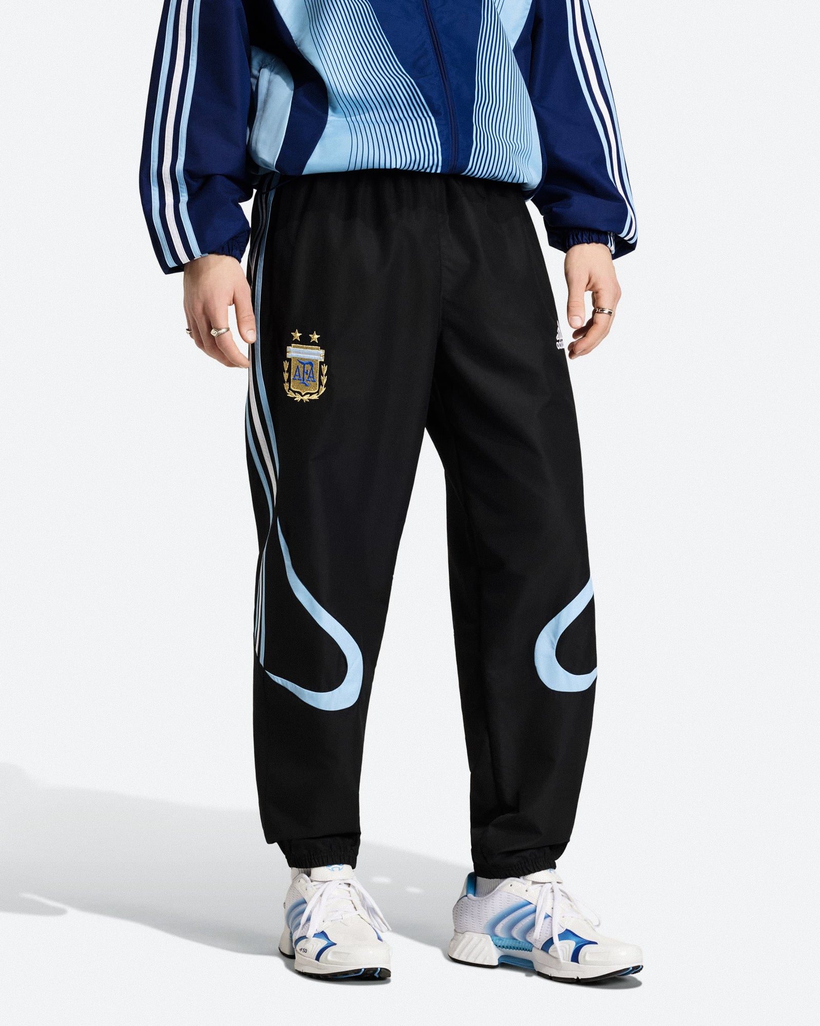 adidas AFA Argentina Away Track Pant 06 Black Sweat & Track Pants JZ6200 On Model Front View | Overkill